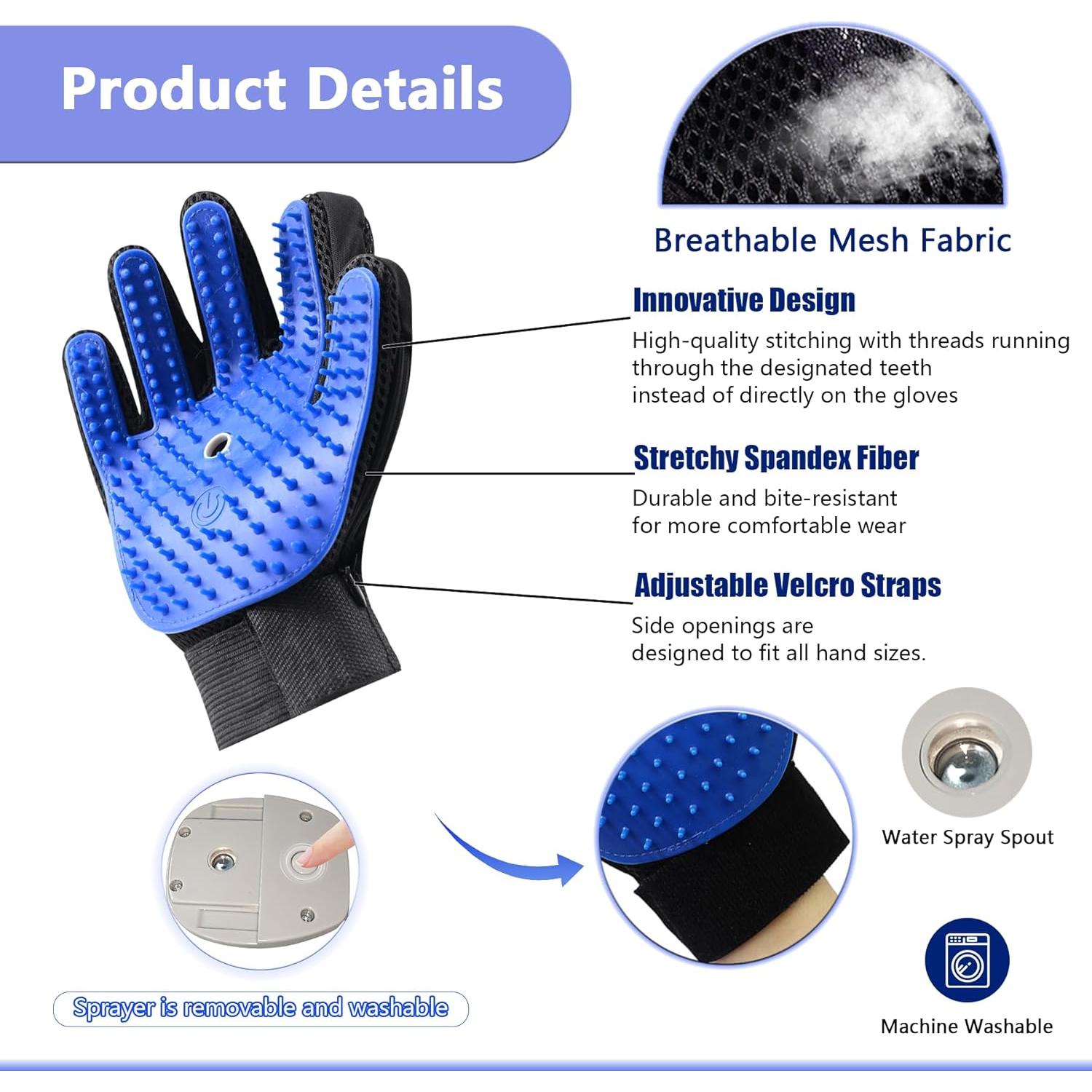Guantes de Acicalar Mascotas Oiuyamn con Vapor - Azul