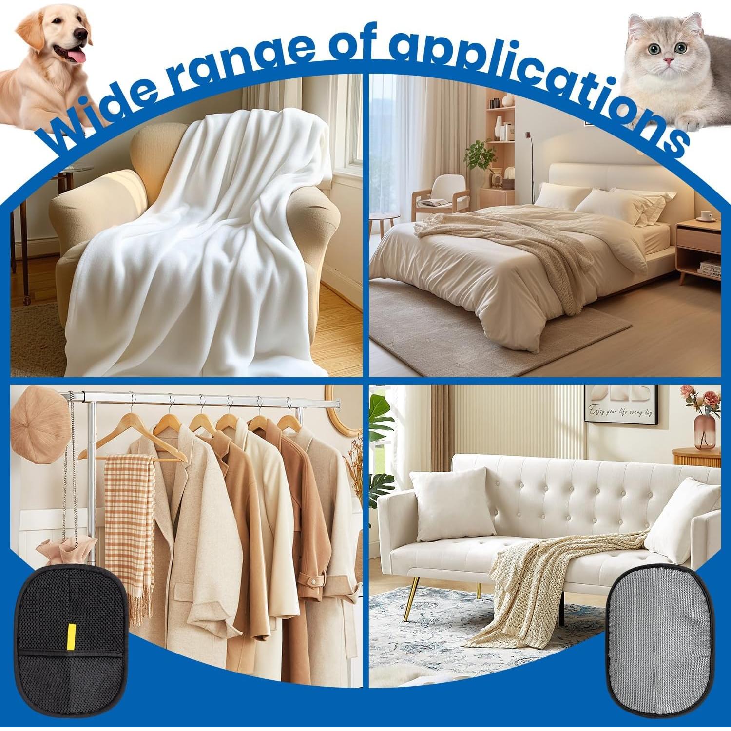 Guante Eliminador de Pelo de Mascota Reutilizable 3 Piezas