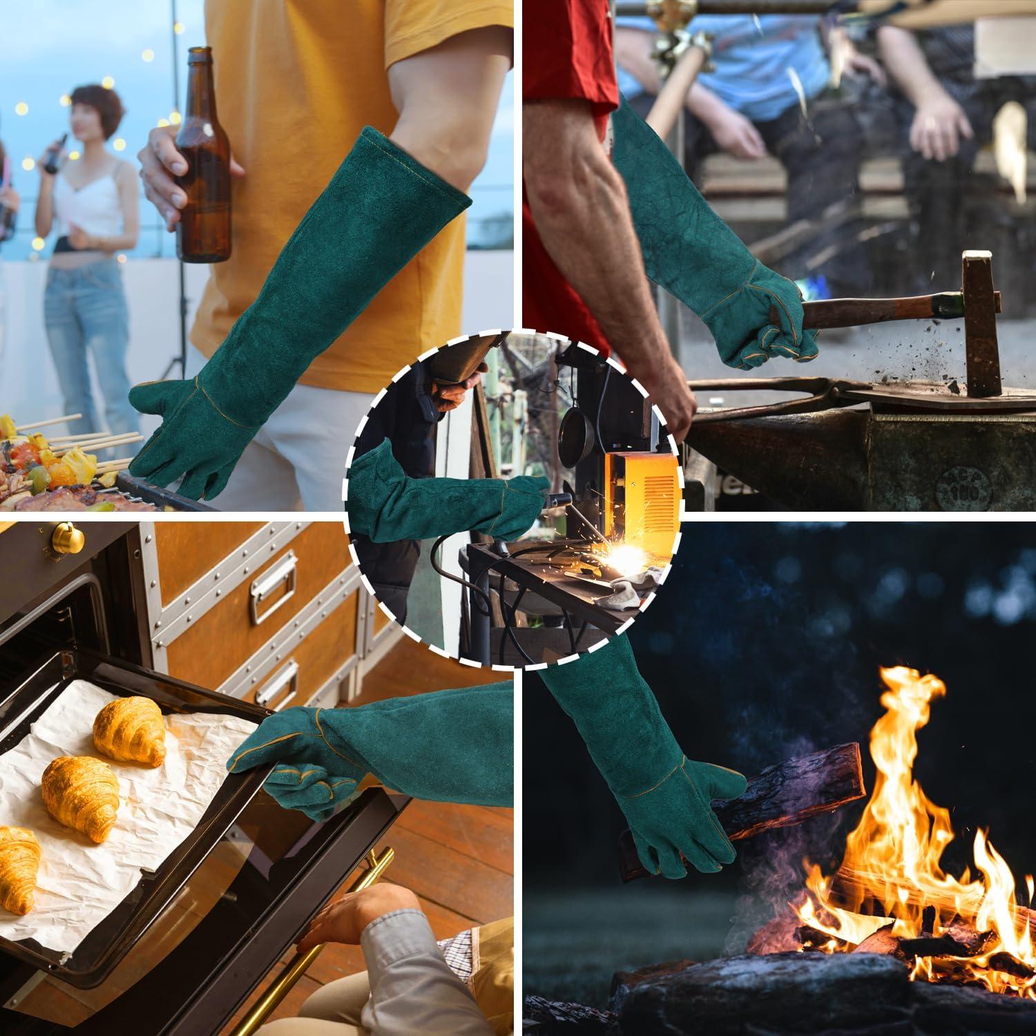 Guantes para Manejo de Animales LURMMUE - Cuero Verde, Resistentes