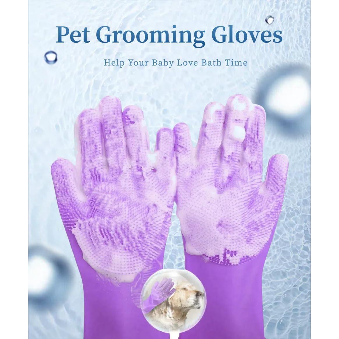 Guantes de Baño para Mascotas Easoneo - Silicona, Manga Larga