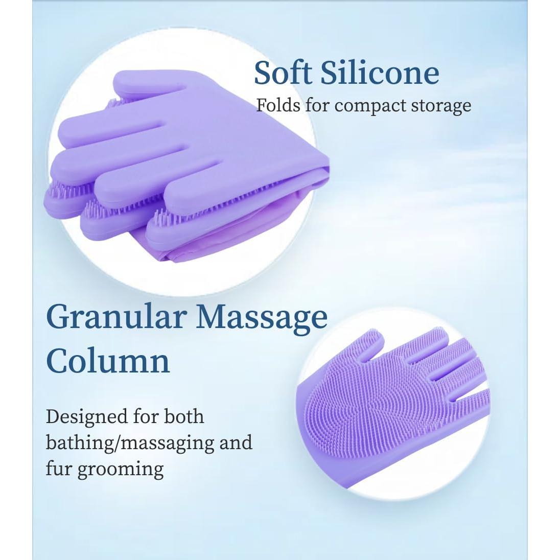 Guantes de Baño para Mascotas Easoneo - Silicona, Manga Larga