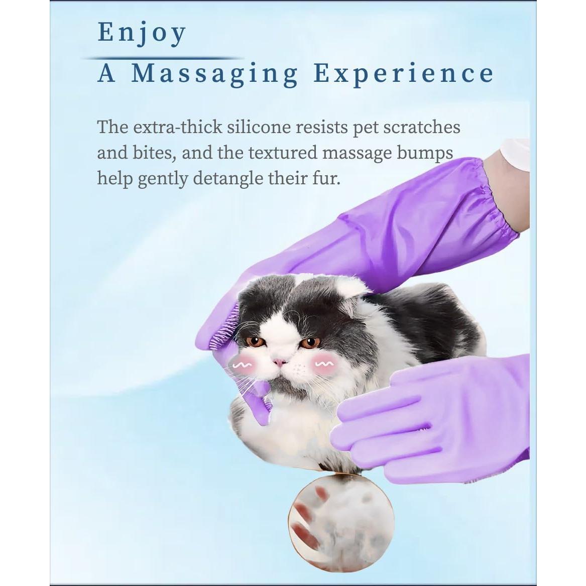 Guantes de Baño para Mascotas Easoneo - Silicona, Manga Larga