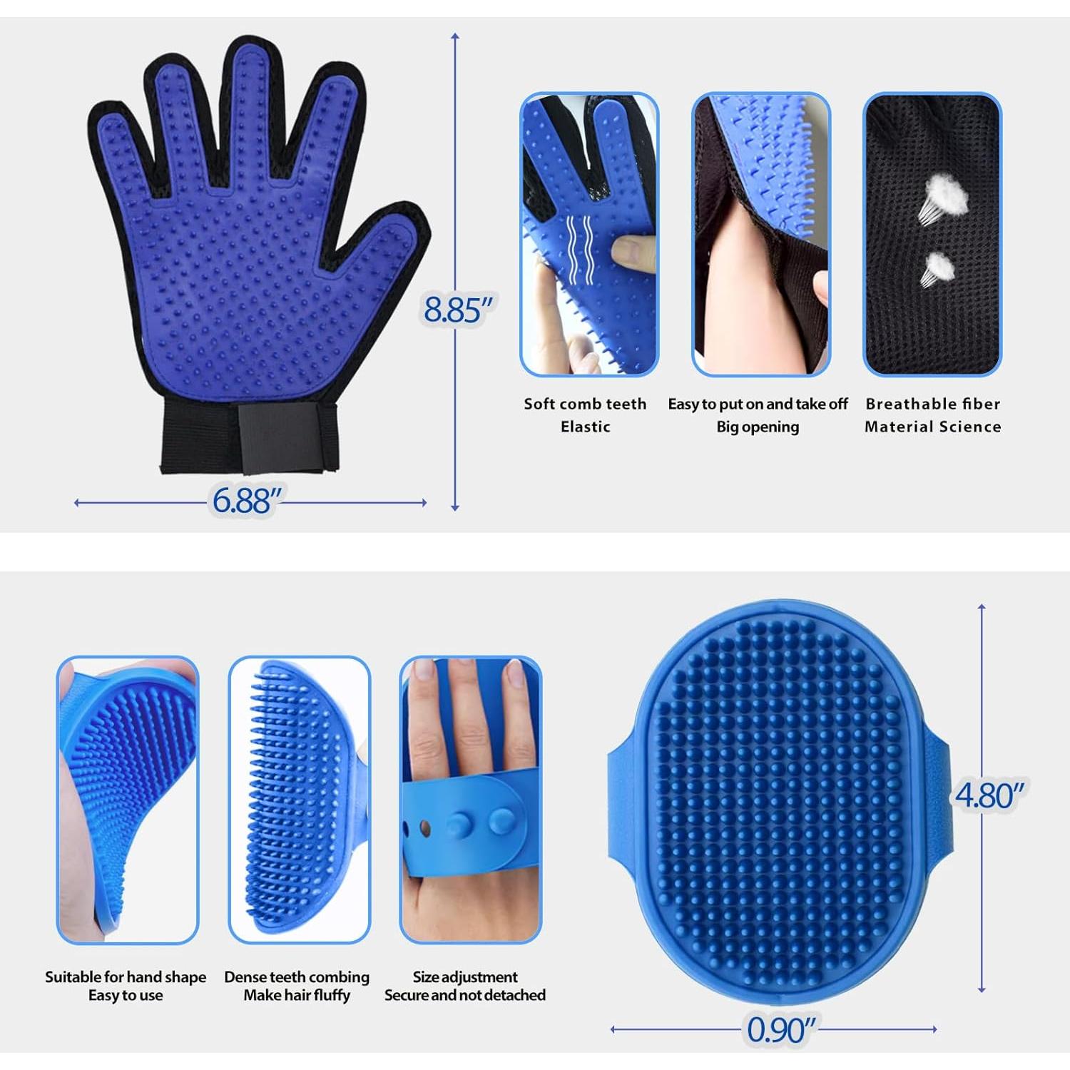 Guantes de Aseo y Cepillo Deshedding NANAN para Mascotas