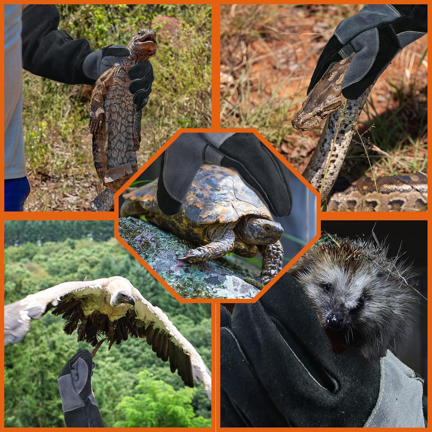 Guantes de Soldadura WZQH de Cuero 60 cm Resistentes a Mordeduras