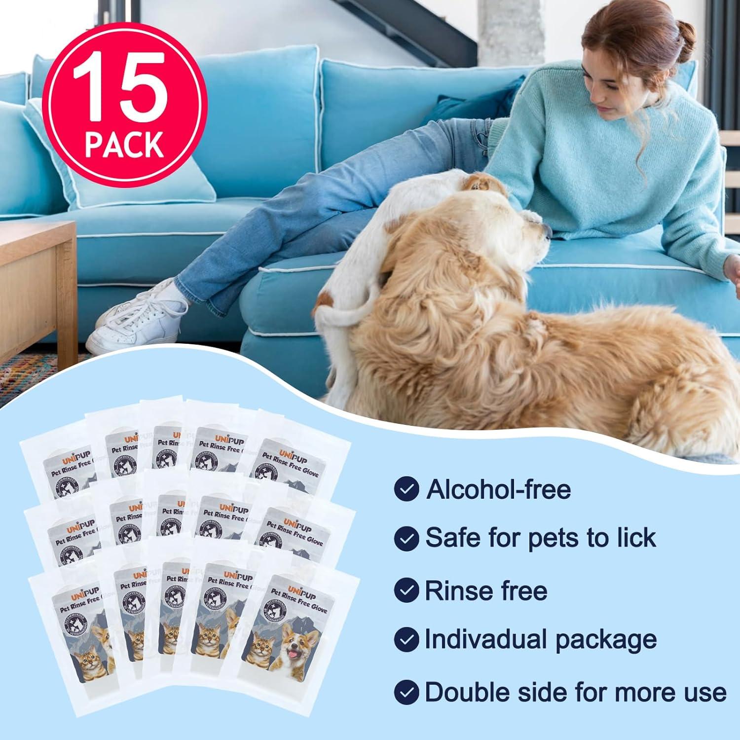 Guantes de Limpieza para Perros UNIPUP - 15 Unidades Aroma Coco