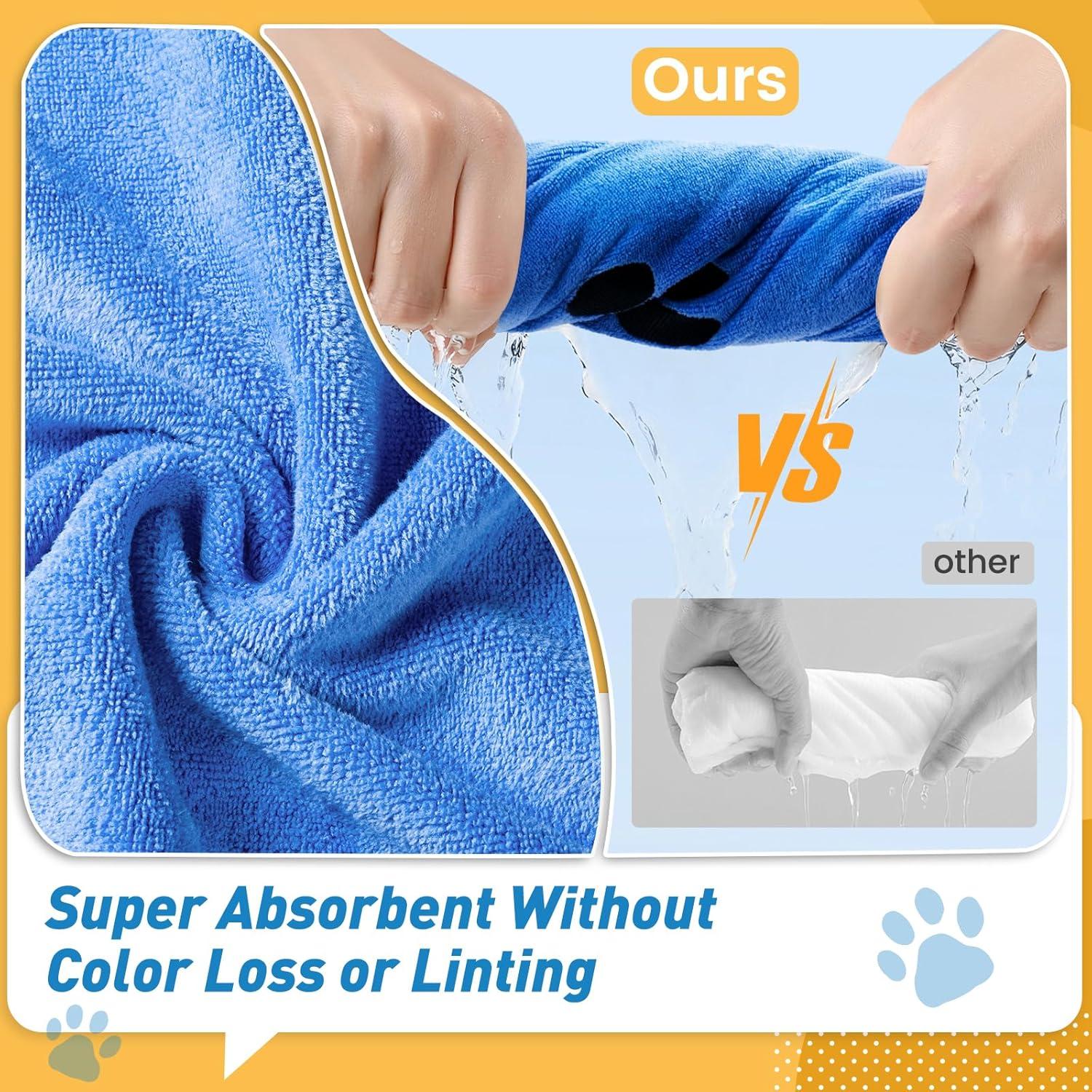 Kit de Cuidado para Mascotas ElighMoo - Cepillo, Guantes, Peine y Toalla Azul