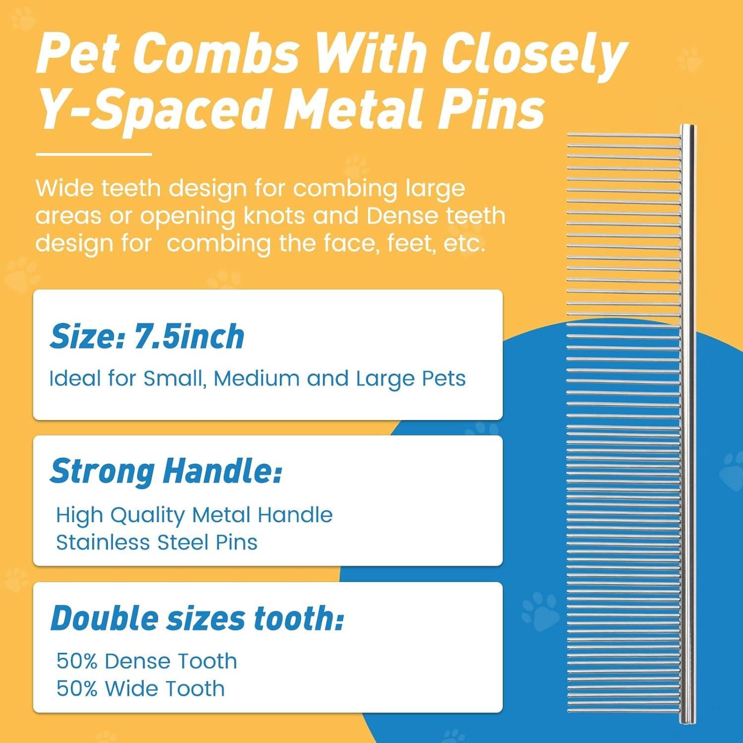 Kit de Cuidado para Mascotas ElighMoo - Cepillo, Guantes, Peine y Toalla Azul