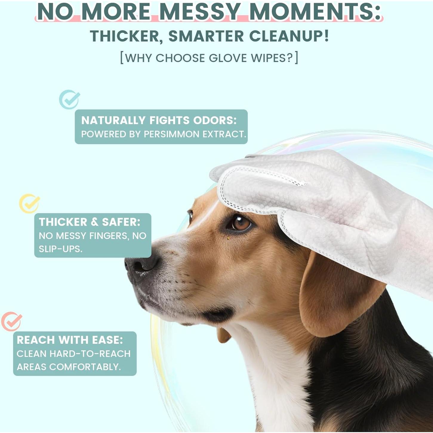 50 Toallitas de Guante IMMHABI para Mascotas Limpieza y Desodorante