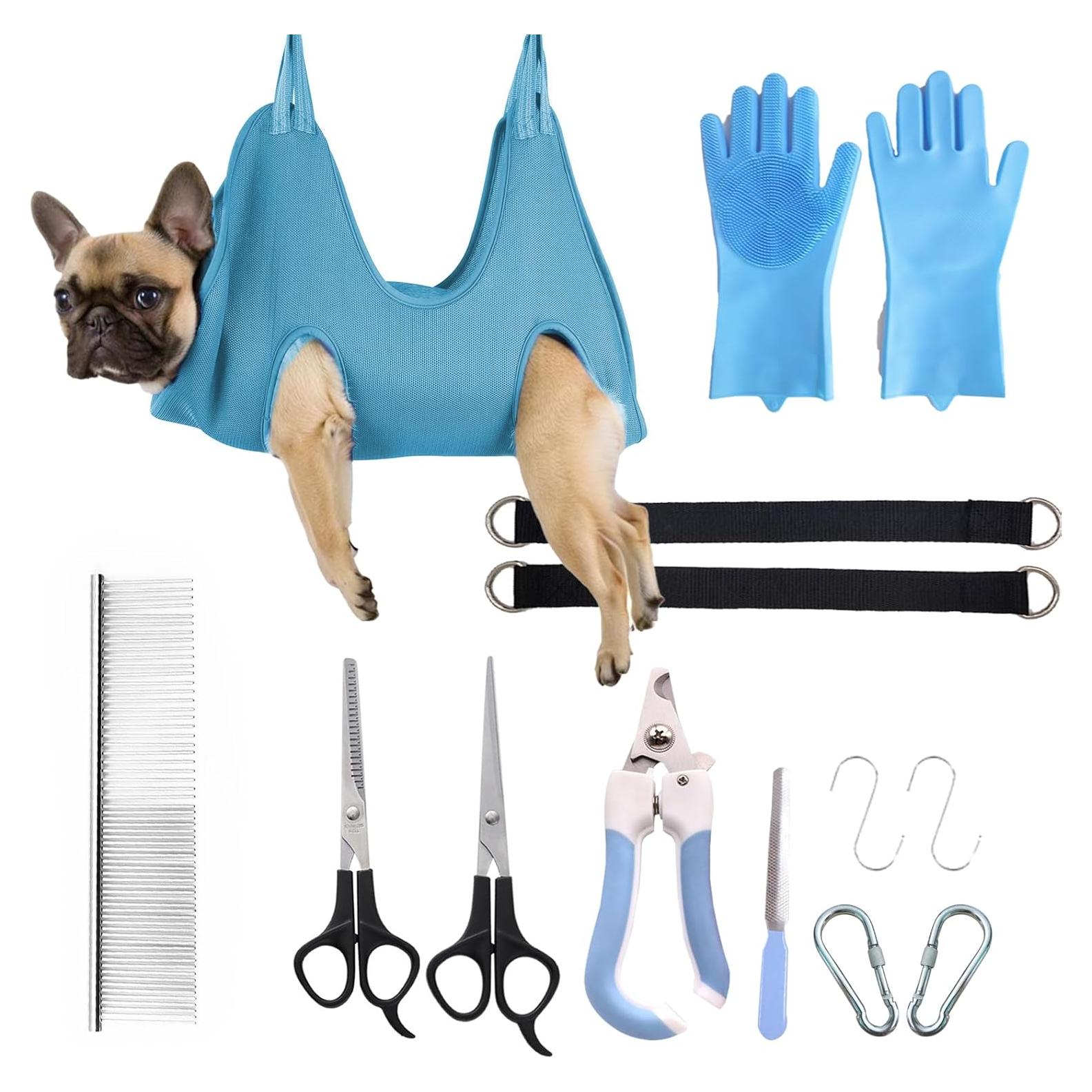 Kit de Hamaca Acicalamiento Mascotas 10 en 1 PWMENLK - Mediano