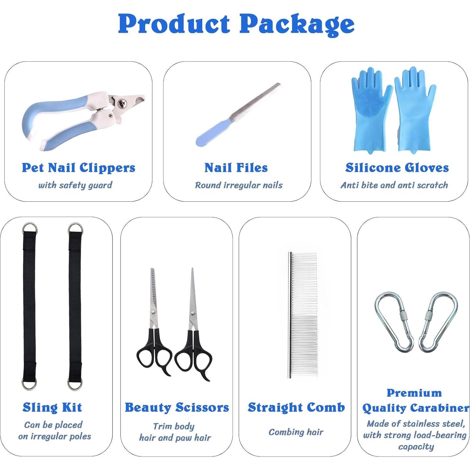 Kit de Hamaca Acicalamiento Mascotas 10 en 1 PWMENLK - Mediano