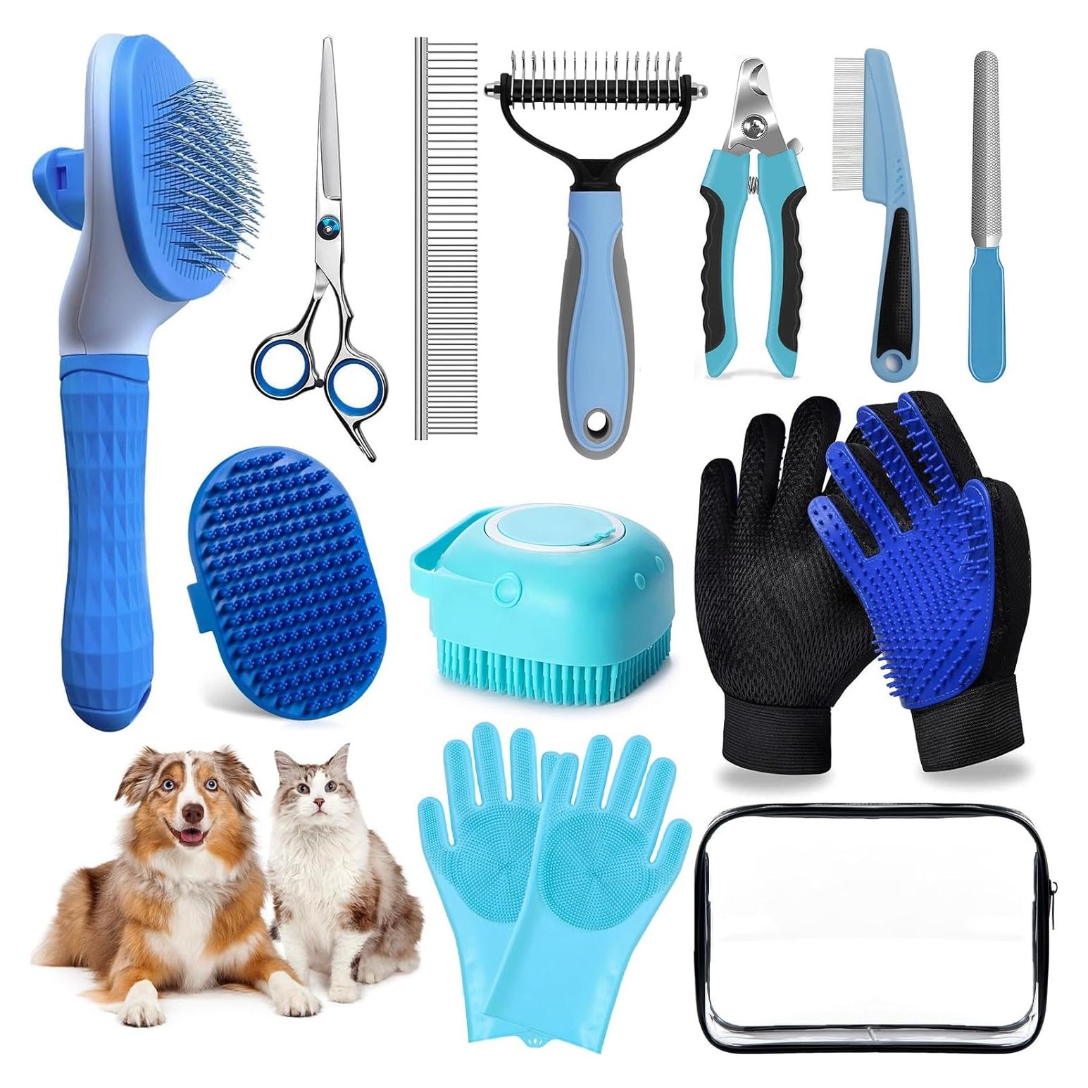 Kit de Cuidado para Mascotas 13 Piezas 2TRUL - Cepillo, Tijeras y Cortador