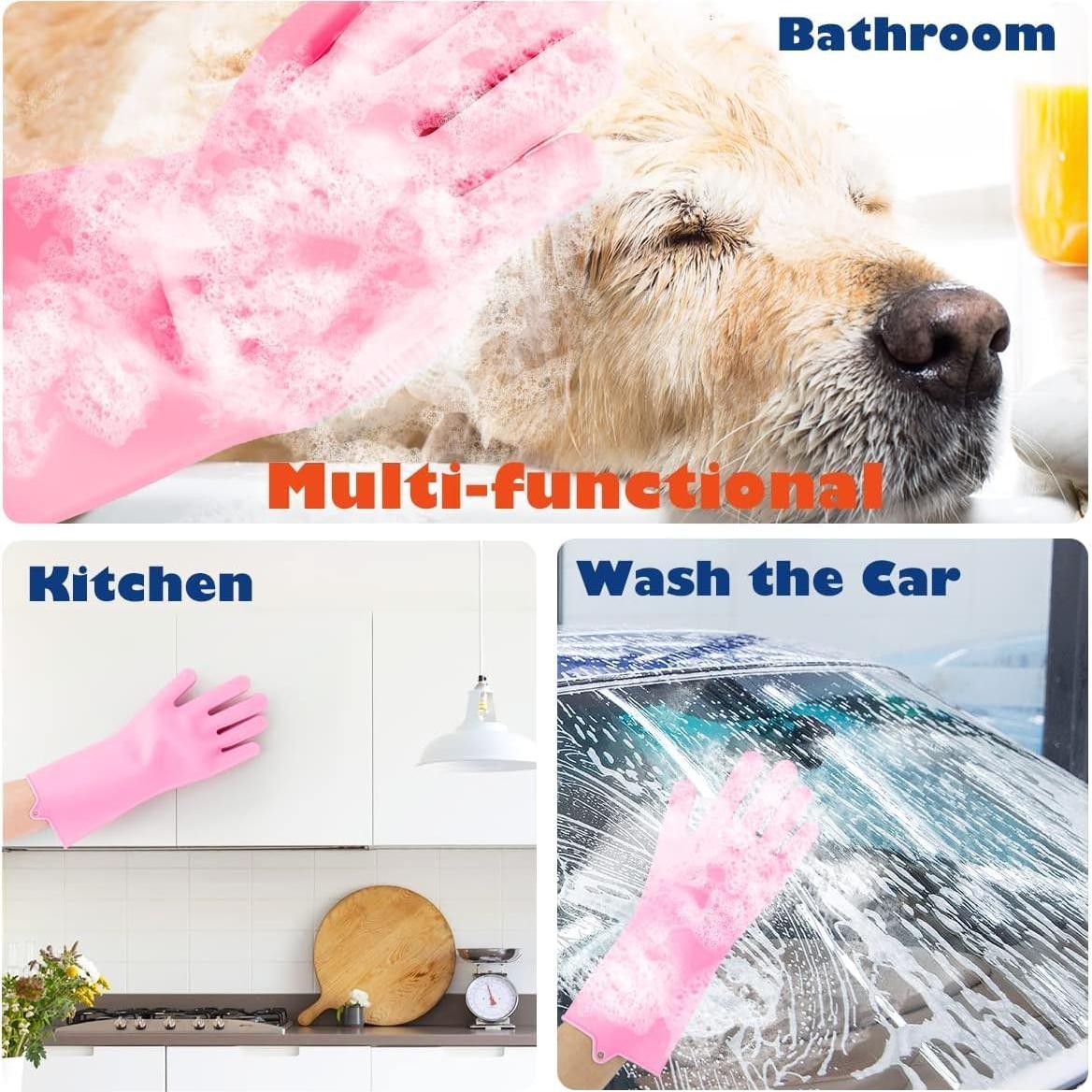 Guantes de Aseo para Mascotas Sene - Silicona Rosa 31.85x15.7cm