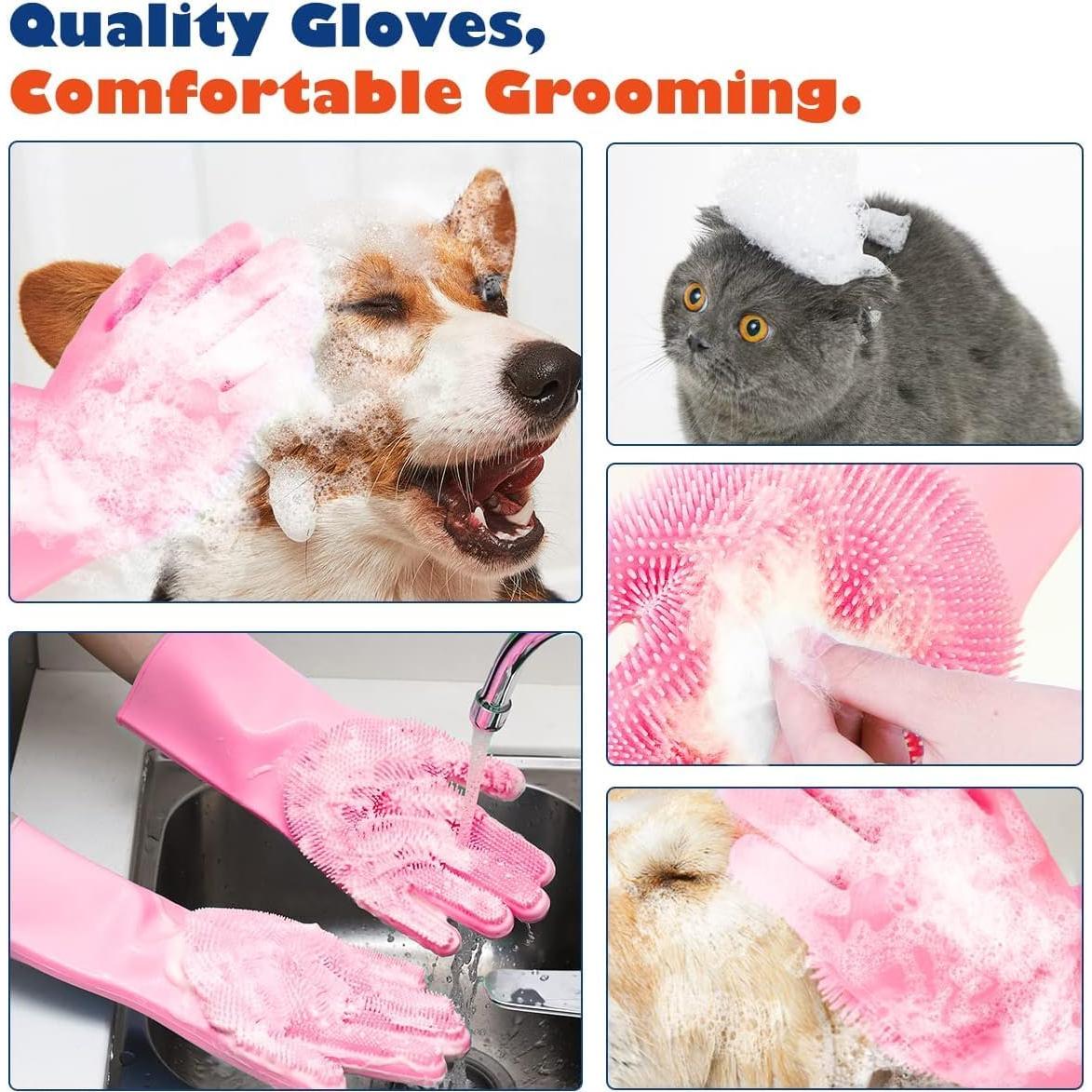 Guantes de Aseo para Mascotas Sene - Silicona Rosa 31.85x15.7cm