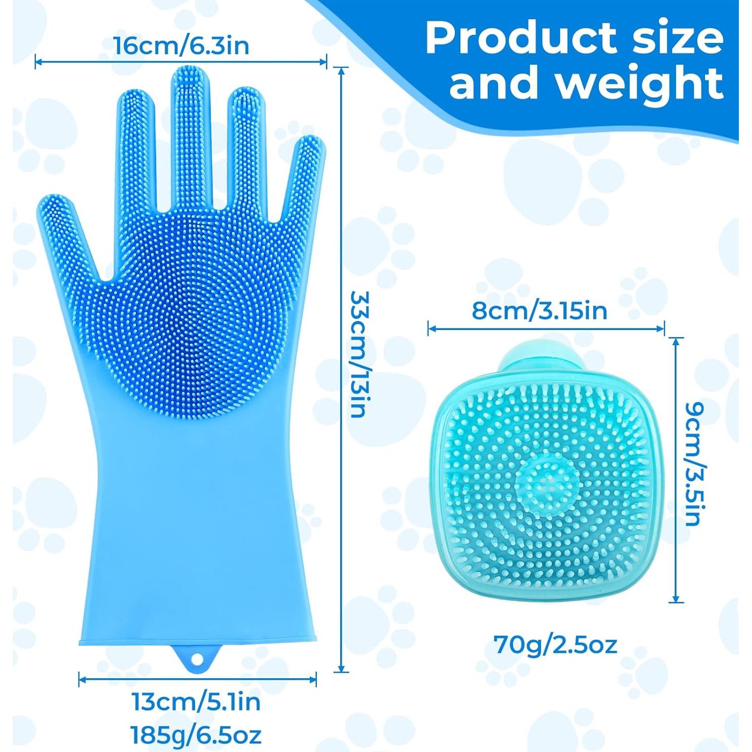 Set de Baño para Mascotas IDQQUQQ: Guantes y Cepillo Azul