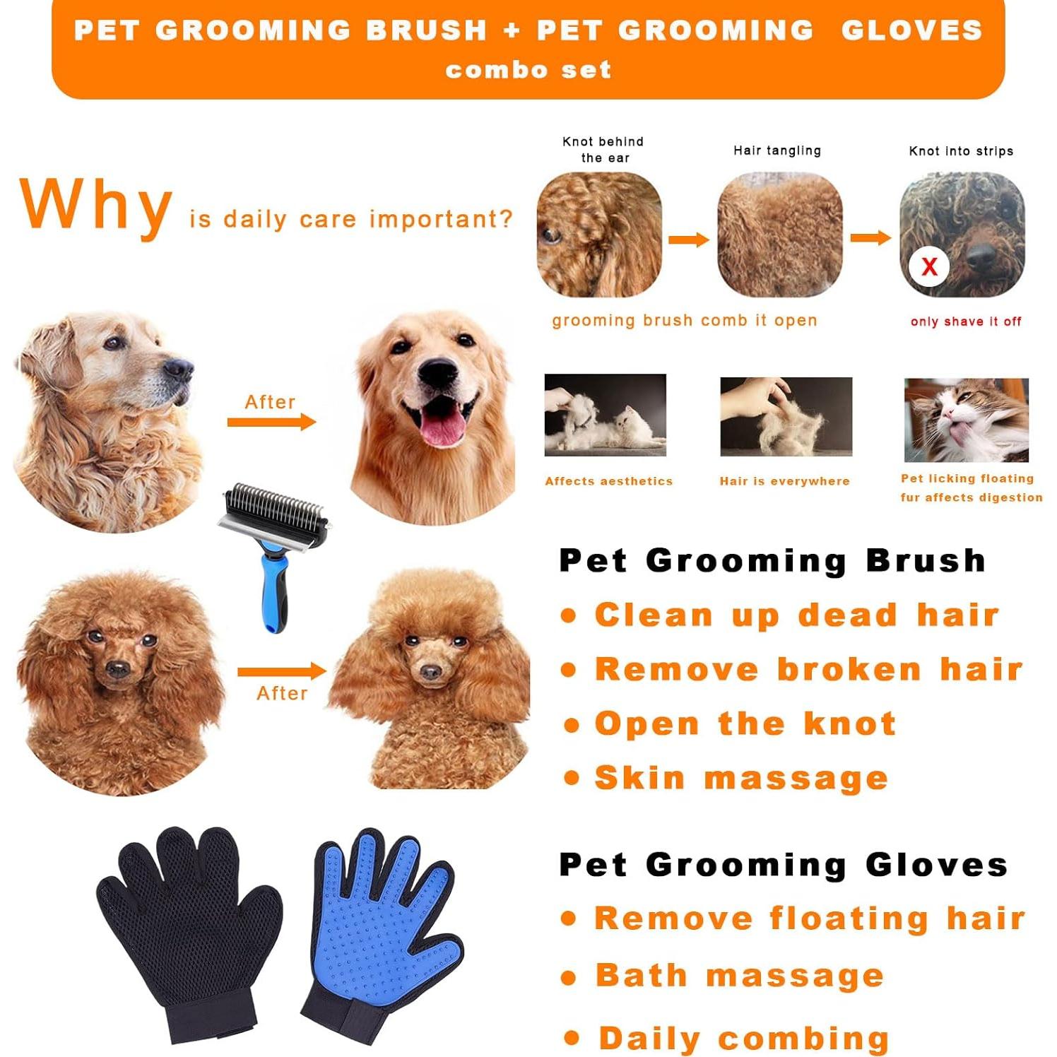 Cepillo de Aseo 2 en 1 CORIMEI para Perros y Gatos - Grande