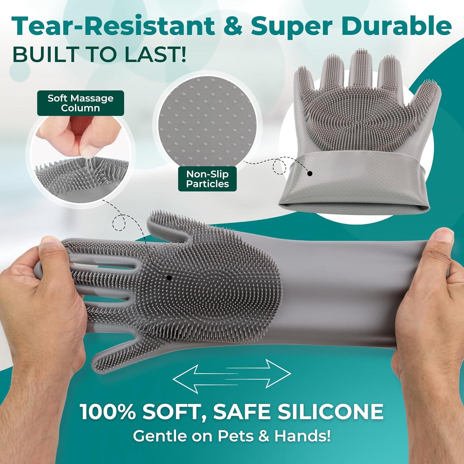 Guantes de Lavado para Perros BarkNGo - Silicona Resistente al Calor