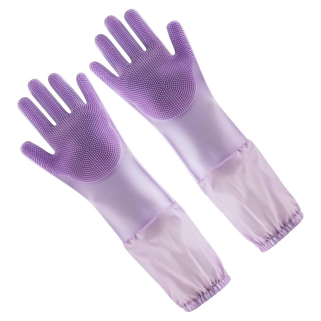 Guantes de Silicona Wayuto para Baño y Aseo de Mascotas - Púrpura