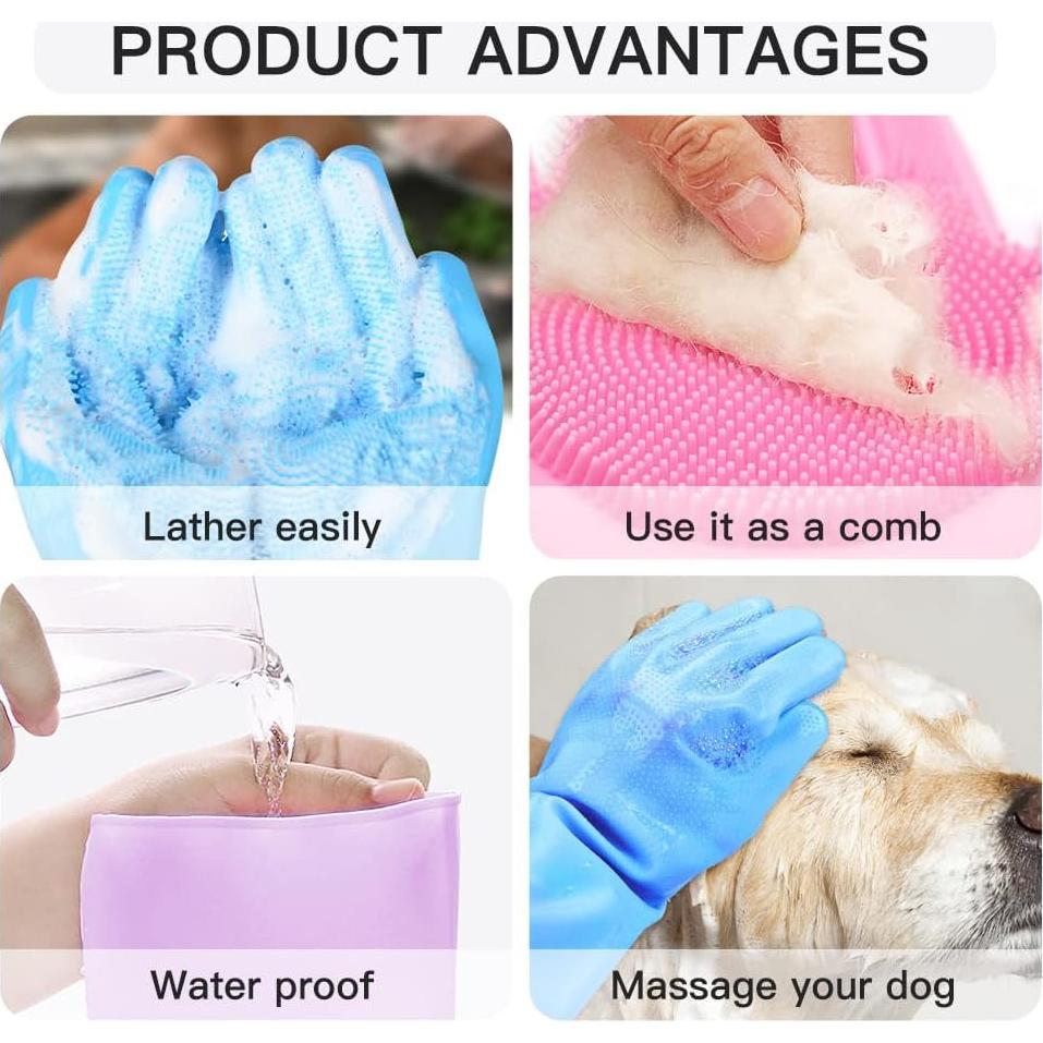 Guantes de Silicona Wayuto para Baño y Aseo de Mascotas - Púrpura