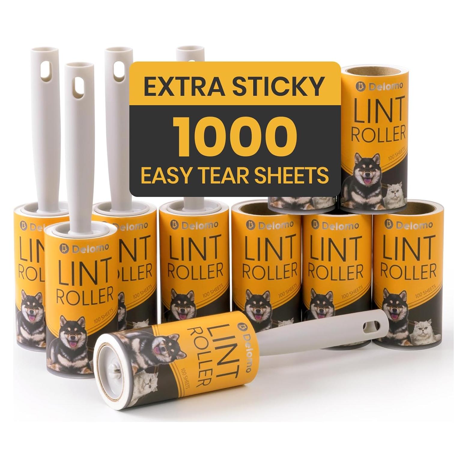 Rodillo Quitapelusas DELOMO - 5 Rodillos + 5 Recambios, 1000 Hojas