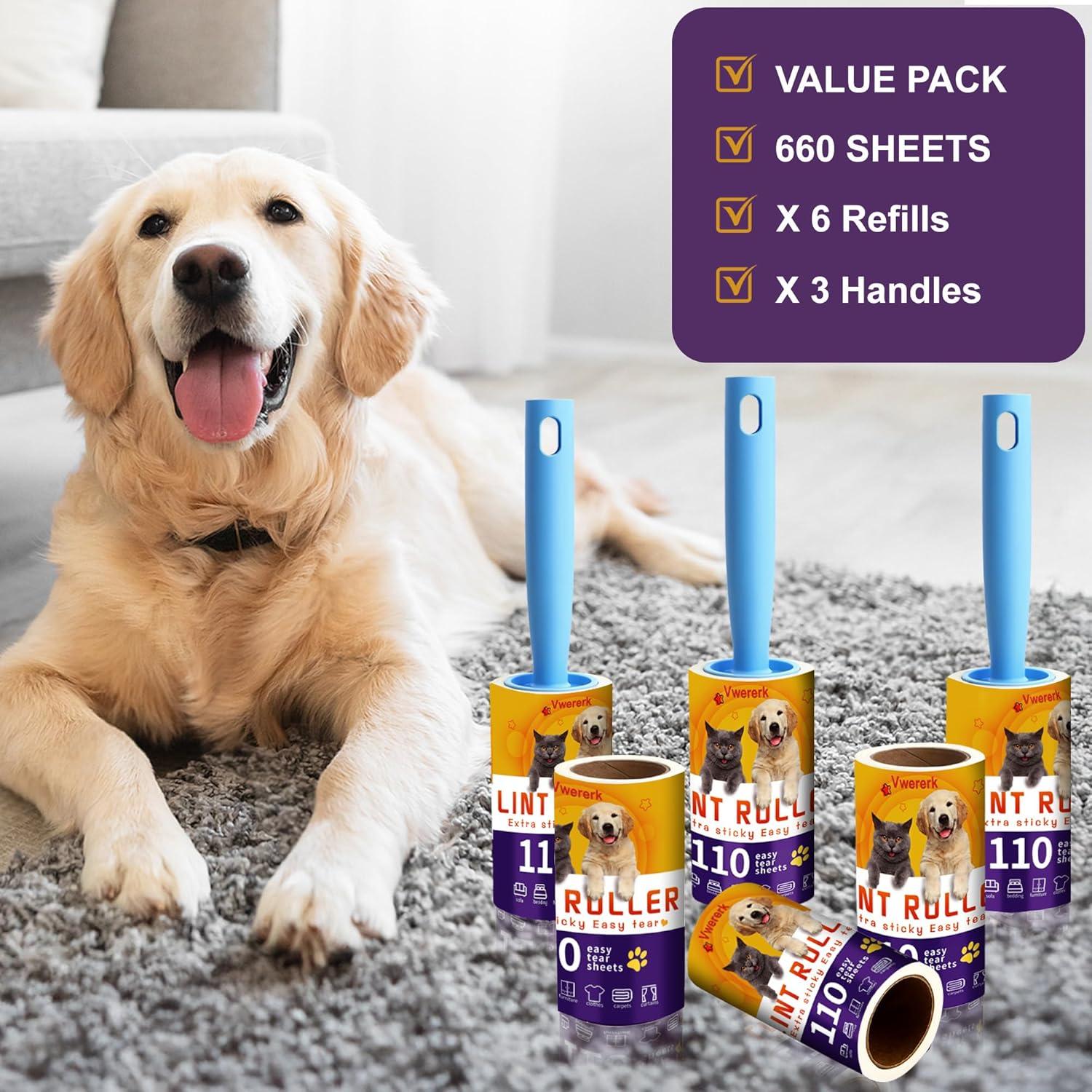 Rodillos Adhesivos para Pelo de Mascota VweRerk - 6 Recargas, 660 Hojas