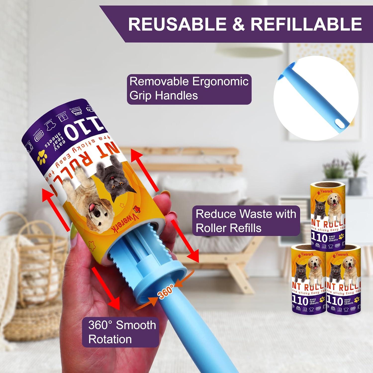 Rodillos Adhesivos para Pelo de Mascota VweRerk - 6 Recargas, 660 Hojas