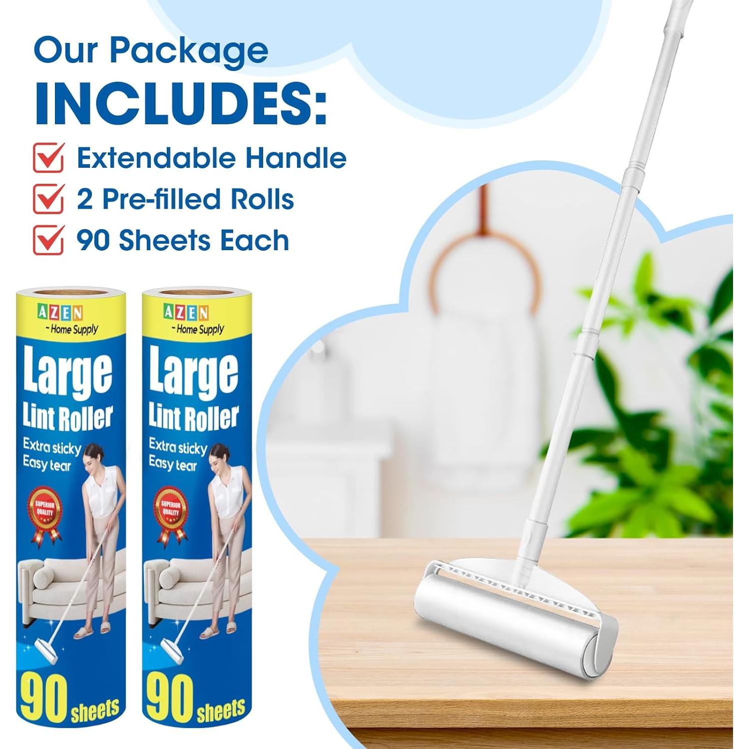 Rodillo de Pelusa AZEN 24 cm Extra Pegajoso con 180 Hojas