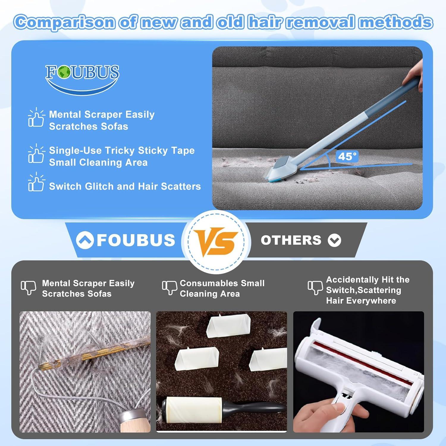 Quitapelos para Mascotas FOUBUS 4 en 1, Reutilizable y Lavable