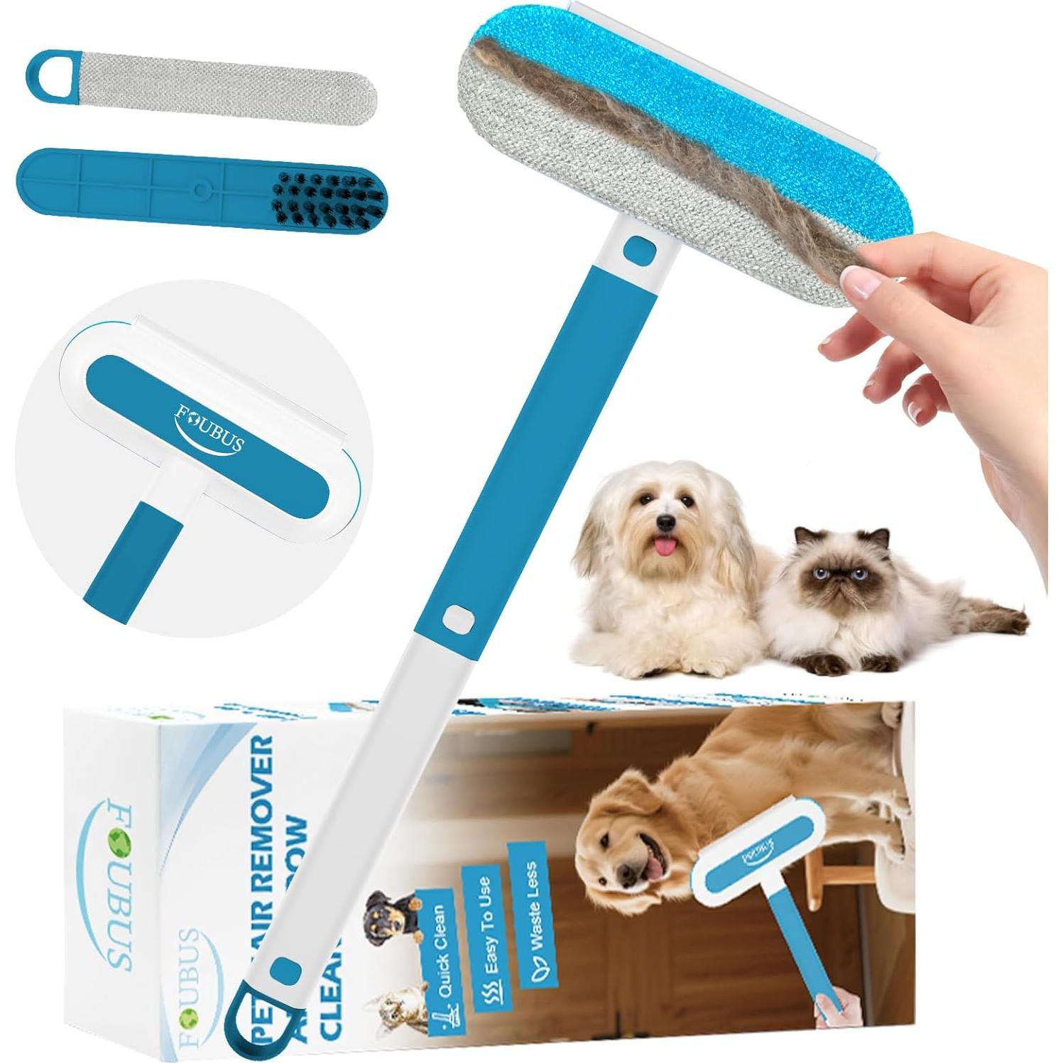 Quitapelos para Mascotas FOUBUS 4 en 1, Reutilizable y Lavable