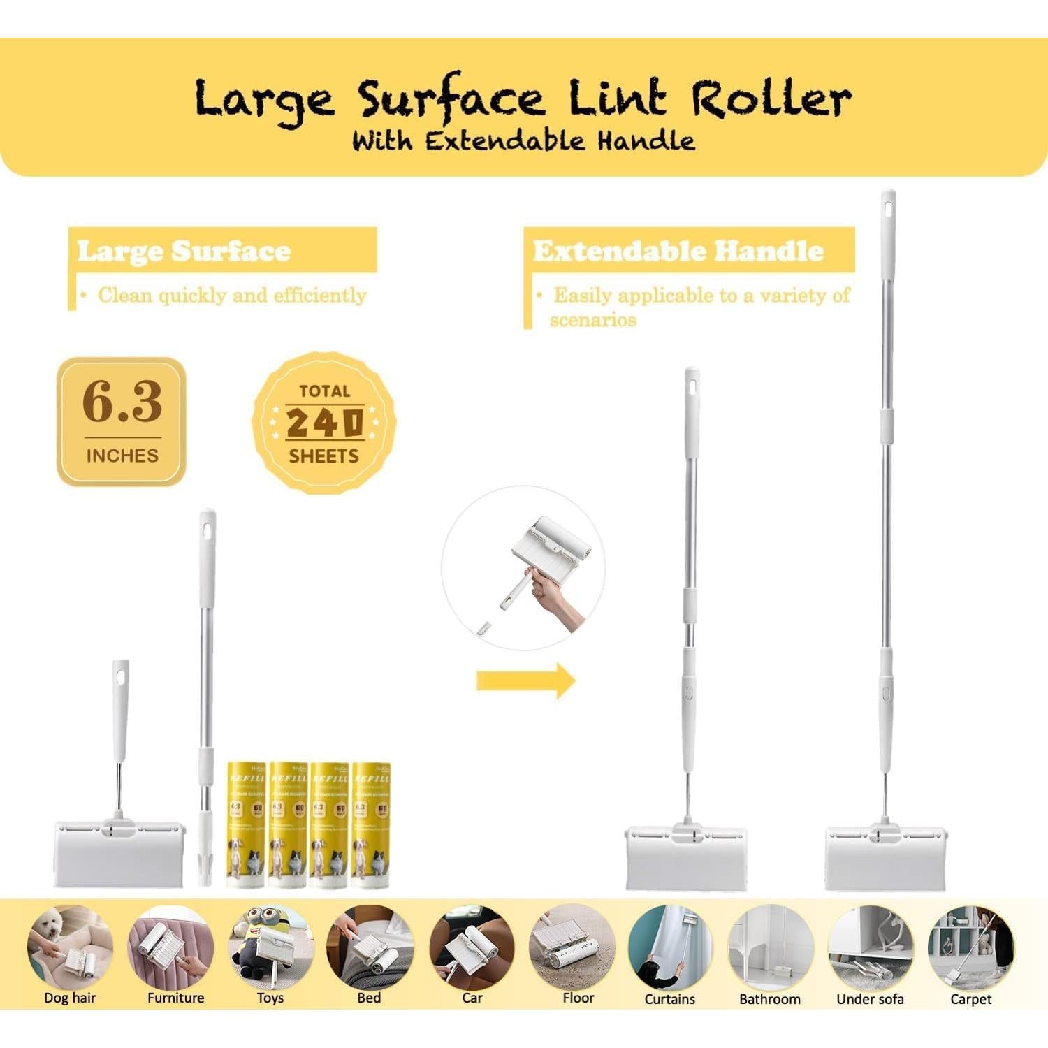 Rodillo de Pelusa Grande HAPCHRON con Mango Extensible 240 Hojas