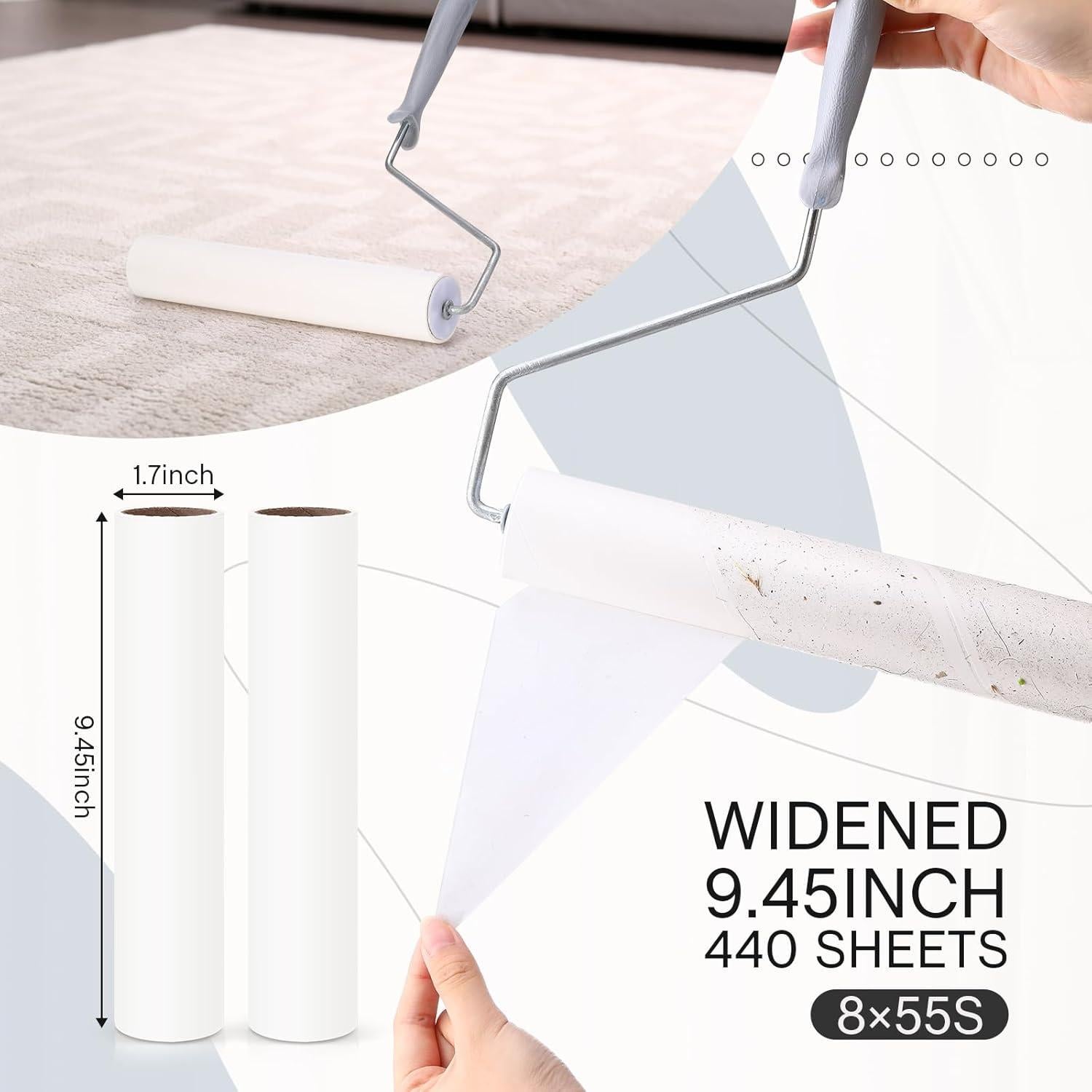 Recargas de Rodillo Quitapelusas Chengu 24 cm - 8 Piezas 440 Hojas