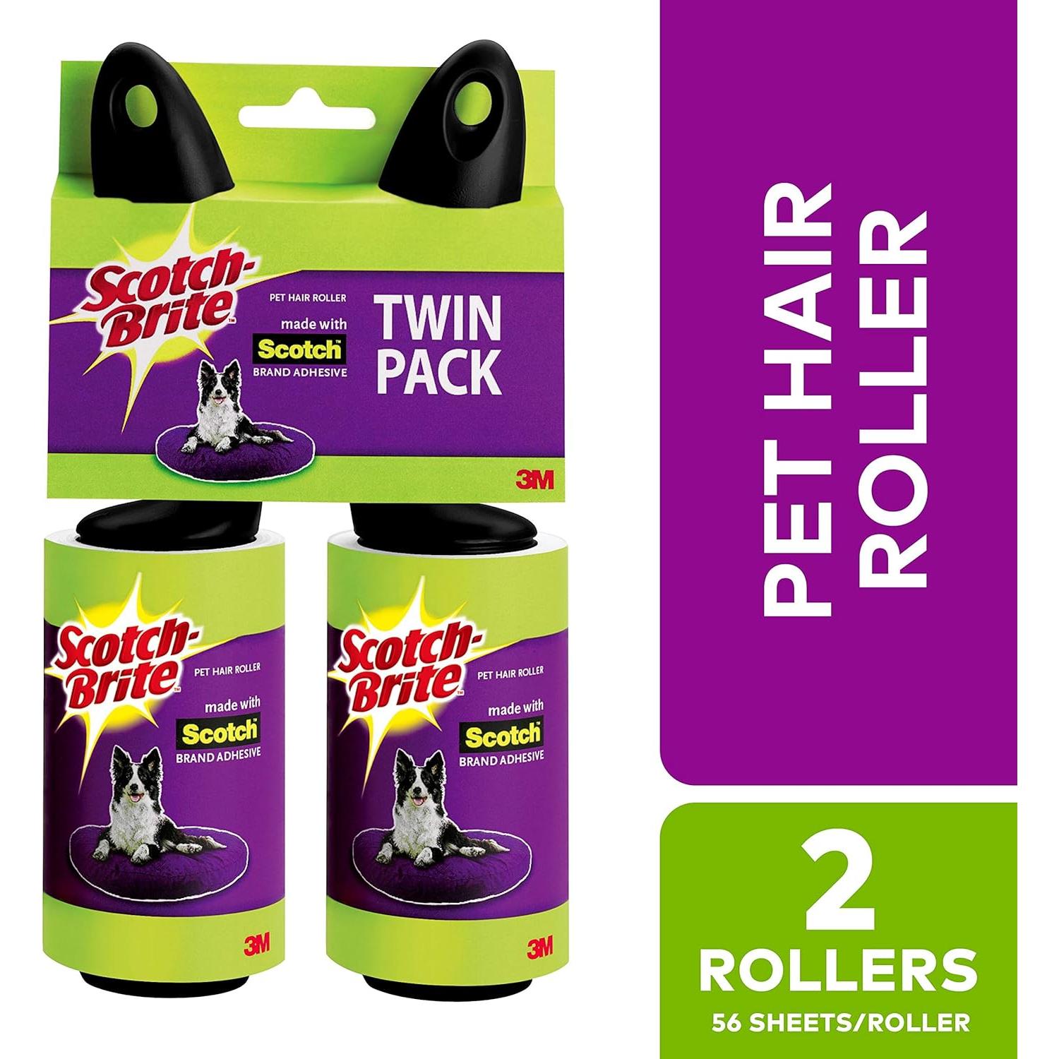 Rodillo para Pelusa Scotch-Brite Doble 112 Hojas para Mascotas