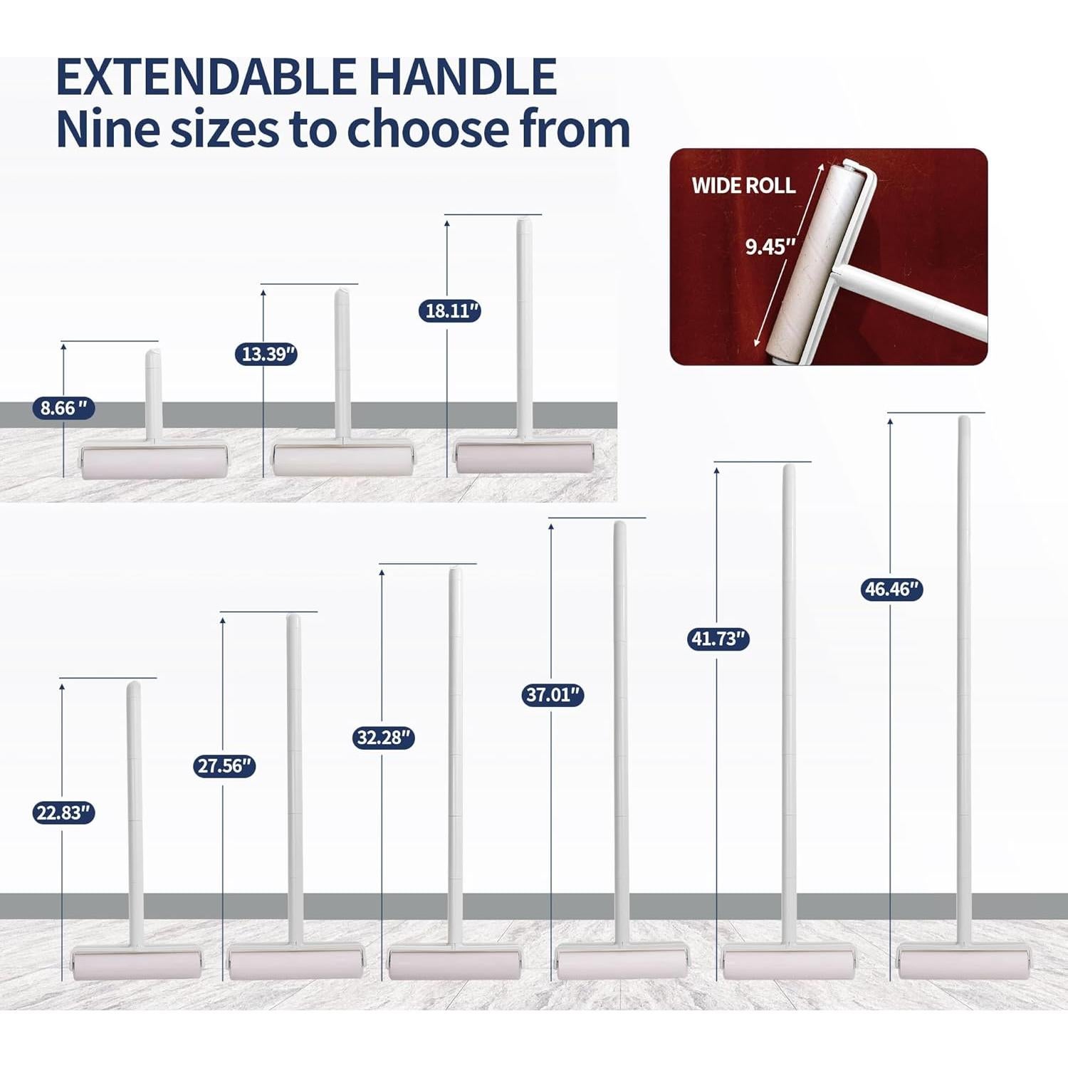Rodillo de Pelusa Grande ARVOWA con Mango Ajustable 480 Hojas