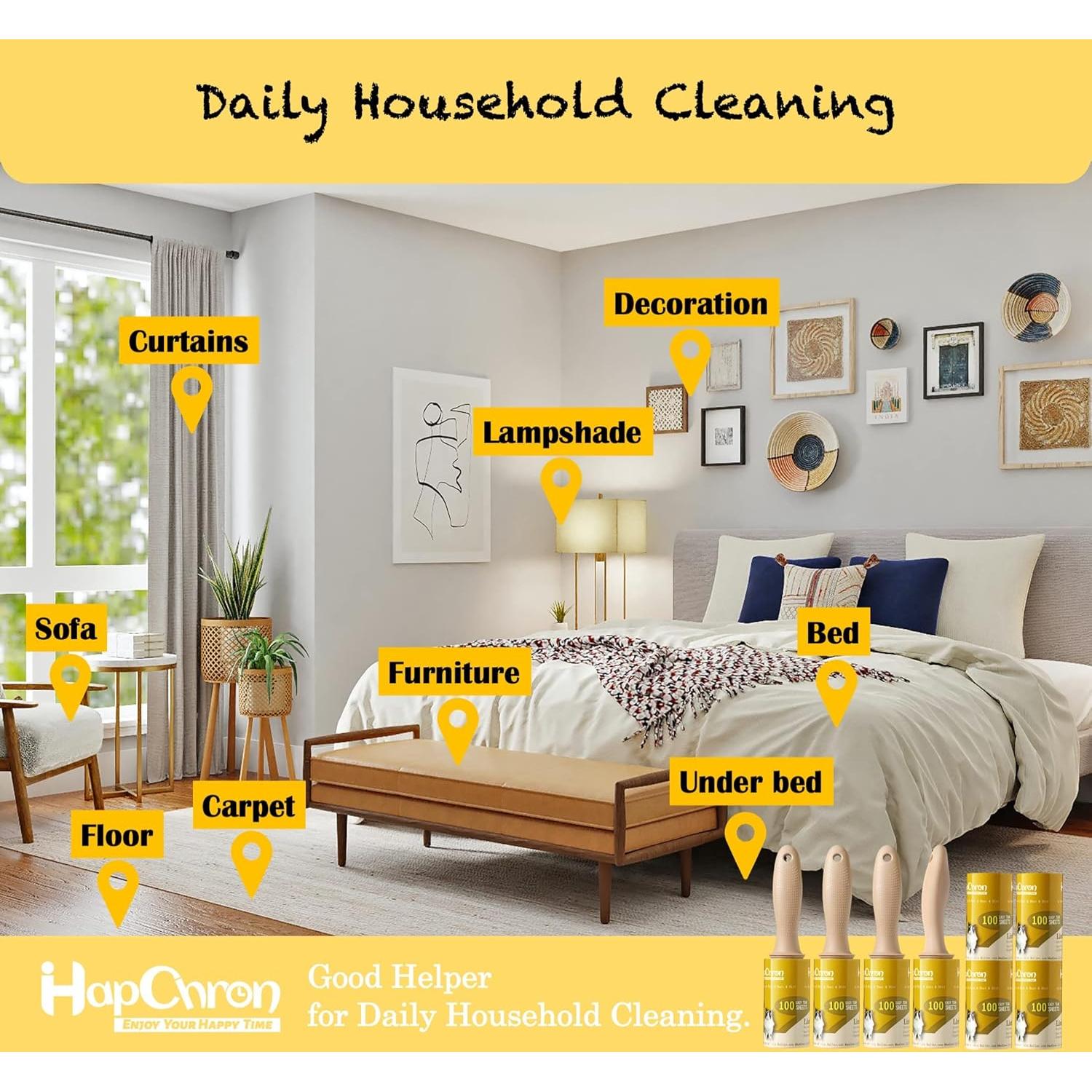 Recargas de Rodillo Adhesivo Extra Pegajoso HapChron - 800 Hojas