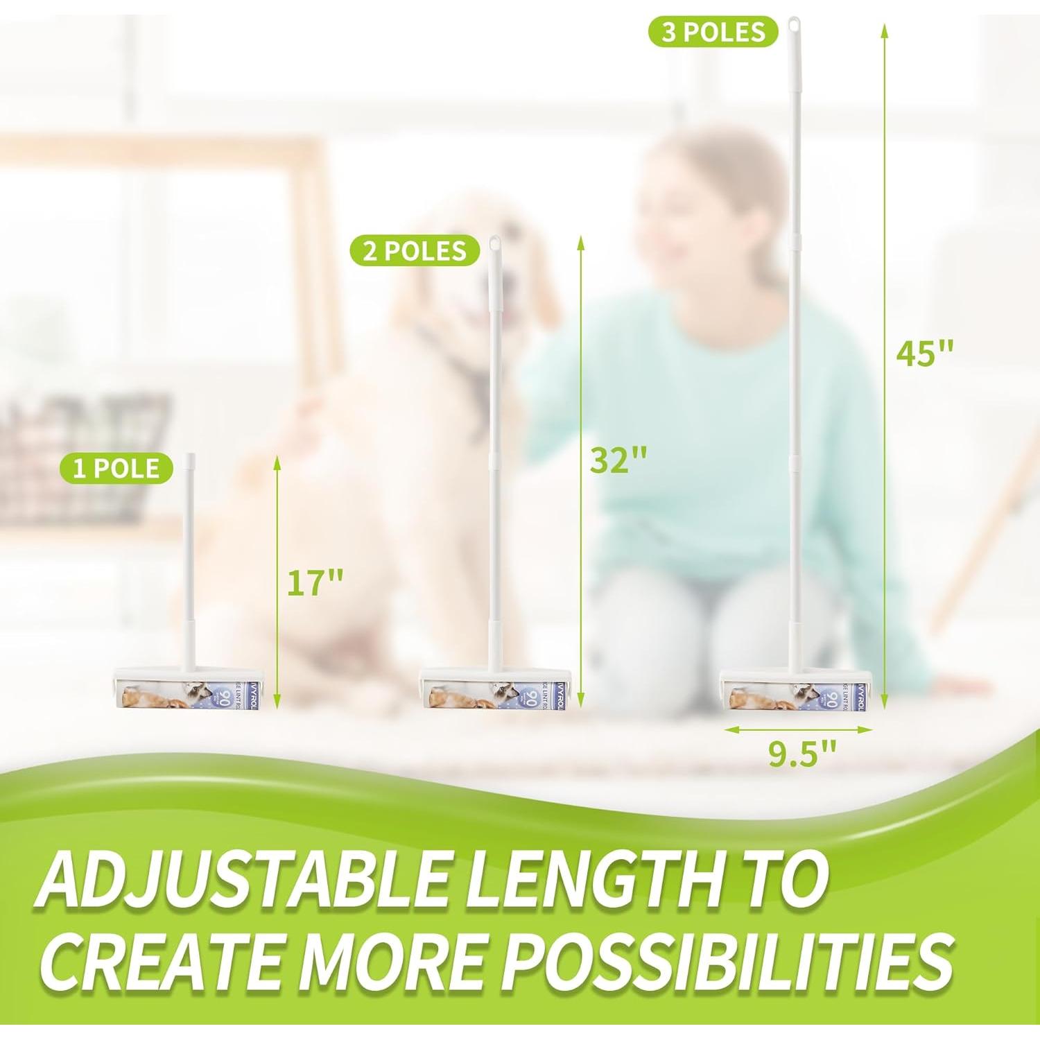 Rodillo de Pelusa Grande IVYROLL con Mango Ajustable 114 cm