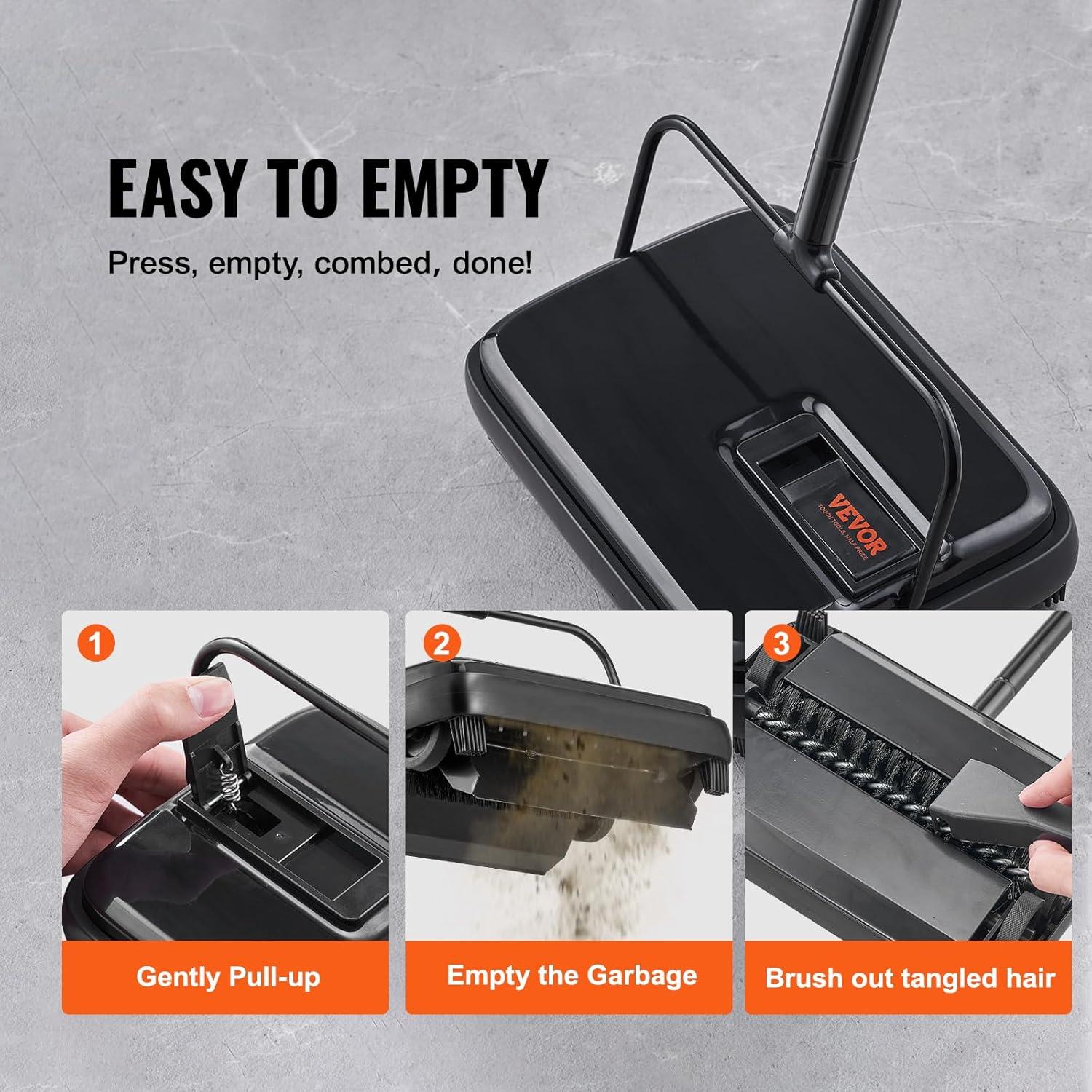 Barrendero Manual VEVOR para Alfombras - 0.82 kg, Negro