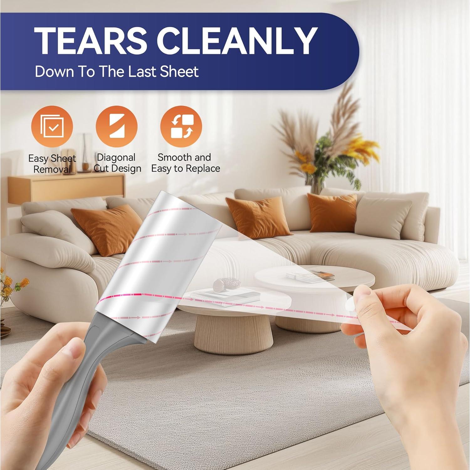 Rodillos para Pelusa Humanzee - 880 Hojas, 4 Mangos, Manual