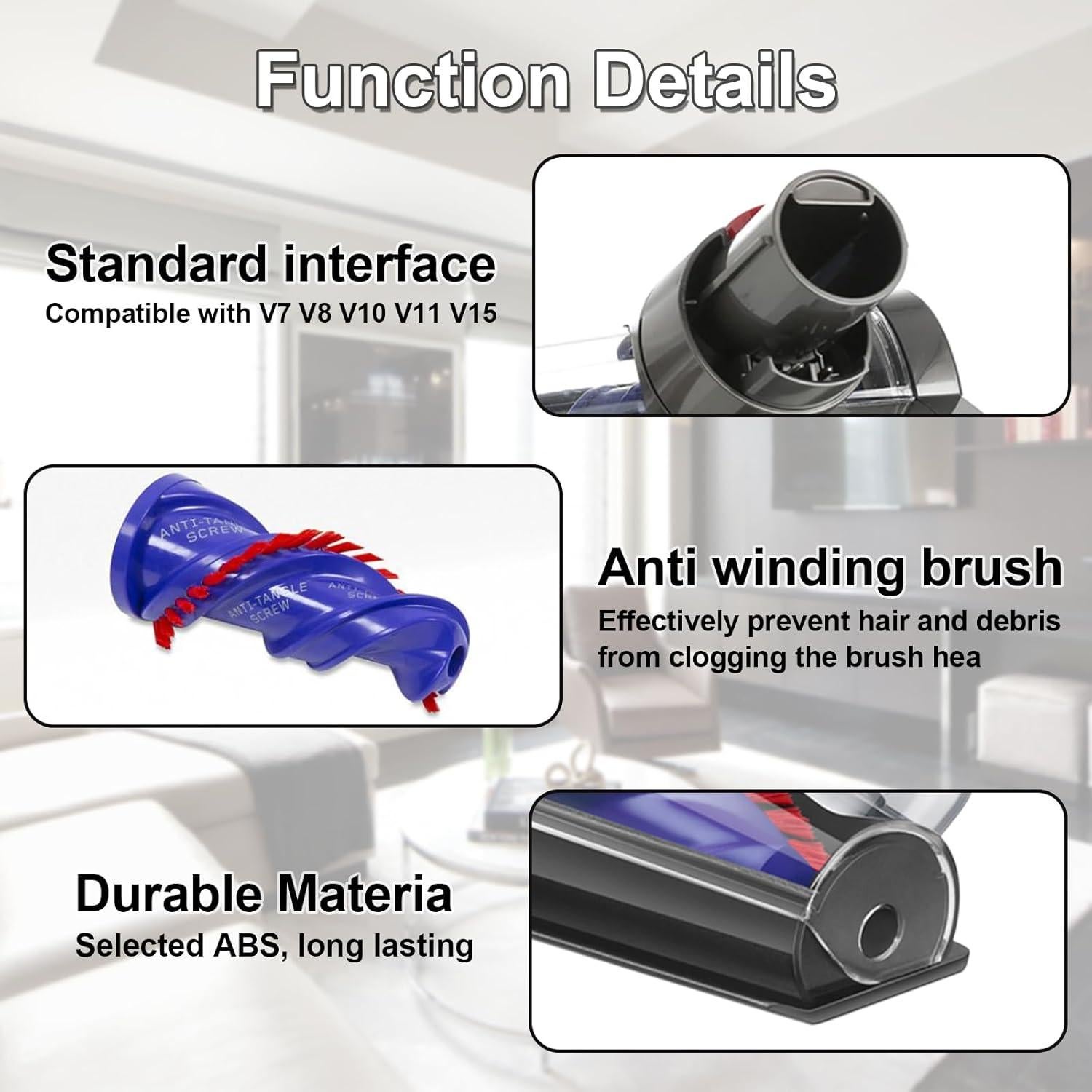 Cabezal de Cepillo Motorizado Mini Bolan-Tech para Dyson V7 V8 V10 V11 V15