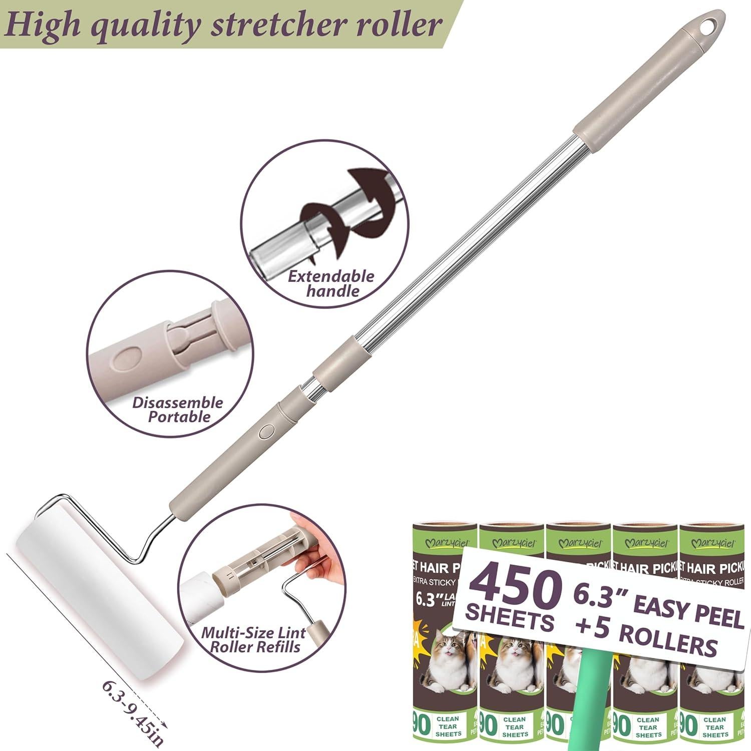 Rodillo de Pelusa Marzyciel 450 Hojas 16 cm Mango Extensible