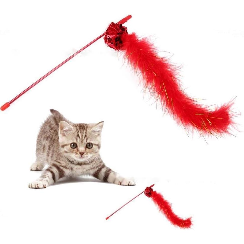 Juguete Interactivo para Gatos Baolaili - Varita con Plumas y Bola Crujiente
