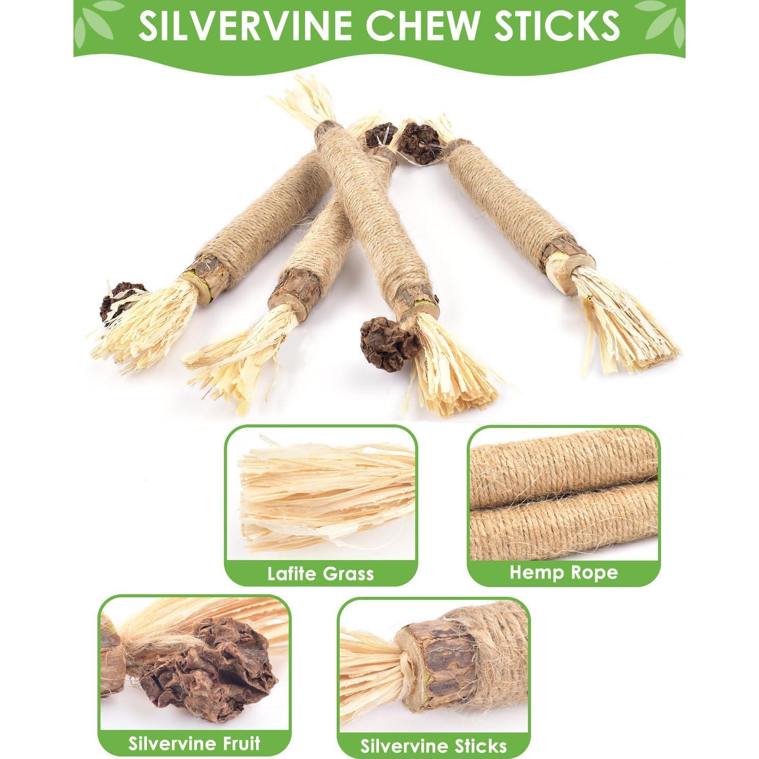 Palitos de Masticar Silvervine TINDTOP - Paquete de 10 para Gatos