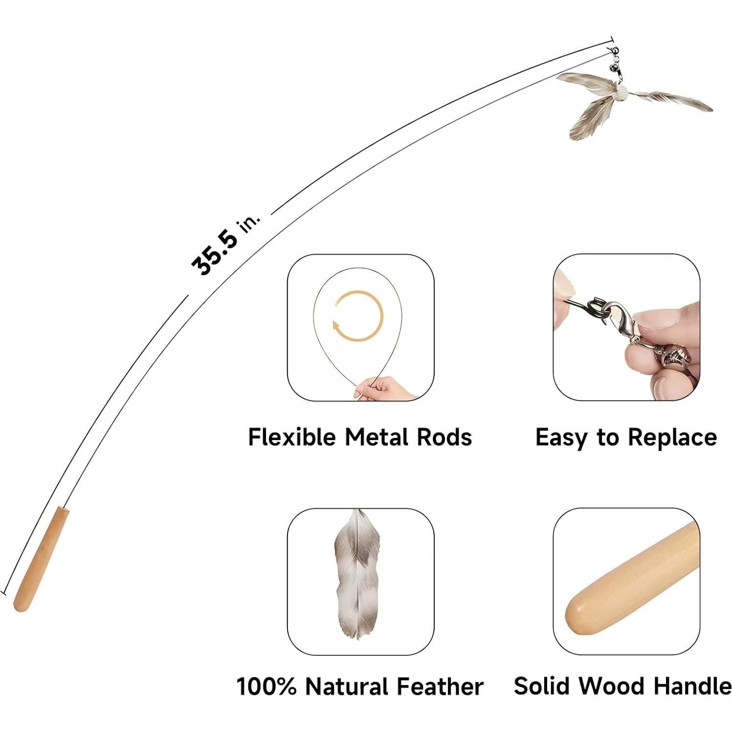 Juguete para Gatos FUKUMARU Varita de Plumas 90 cm