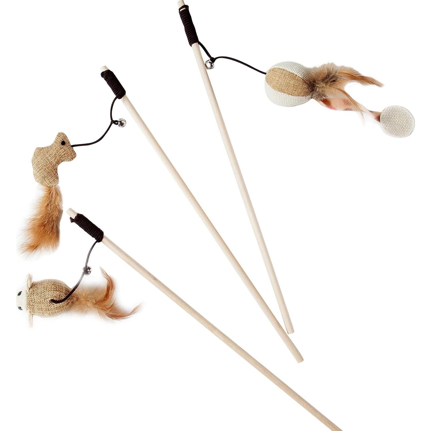 Juego de Juguetes para Gatos LukPaw - 3 Piezas con Varitas de Sisal