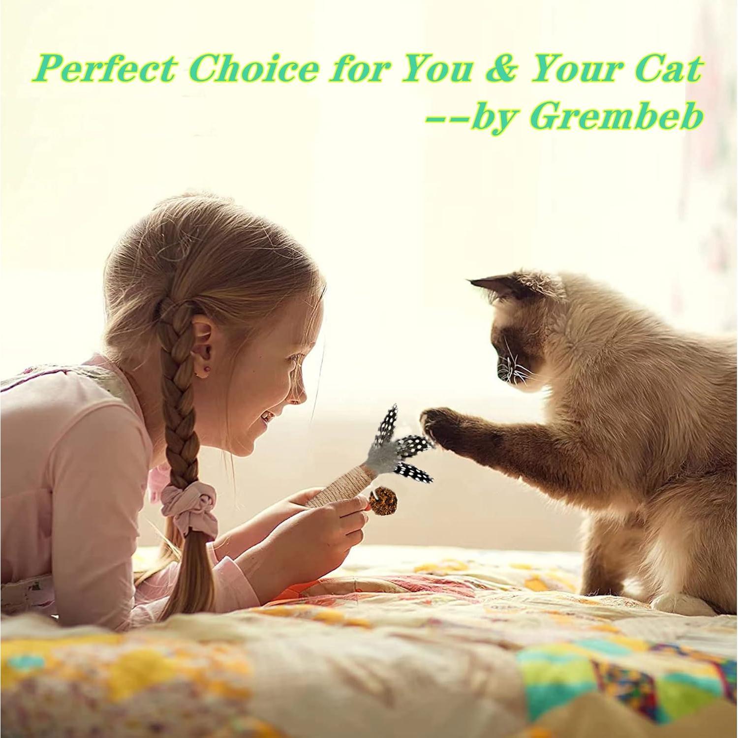 Juguetes para Gatos GREMBEB 7 en 1 con Plumas y Catnip