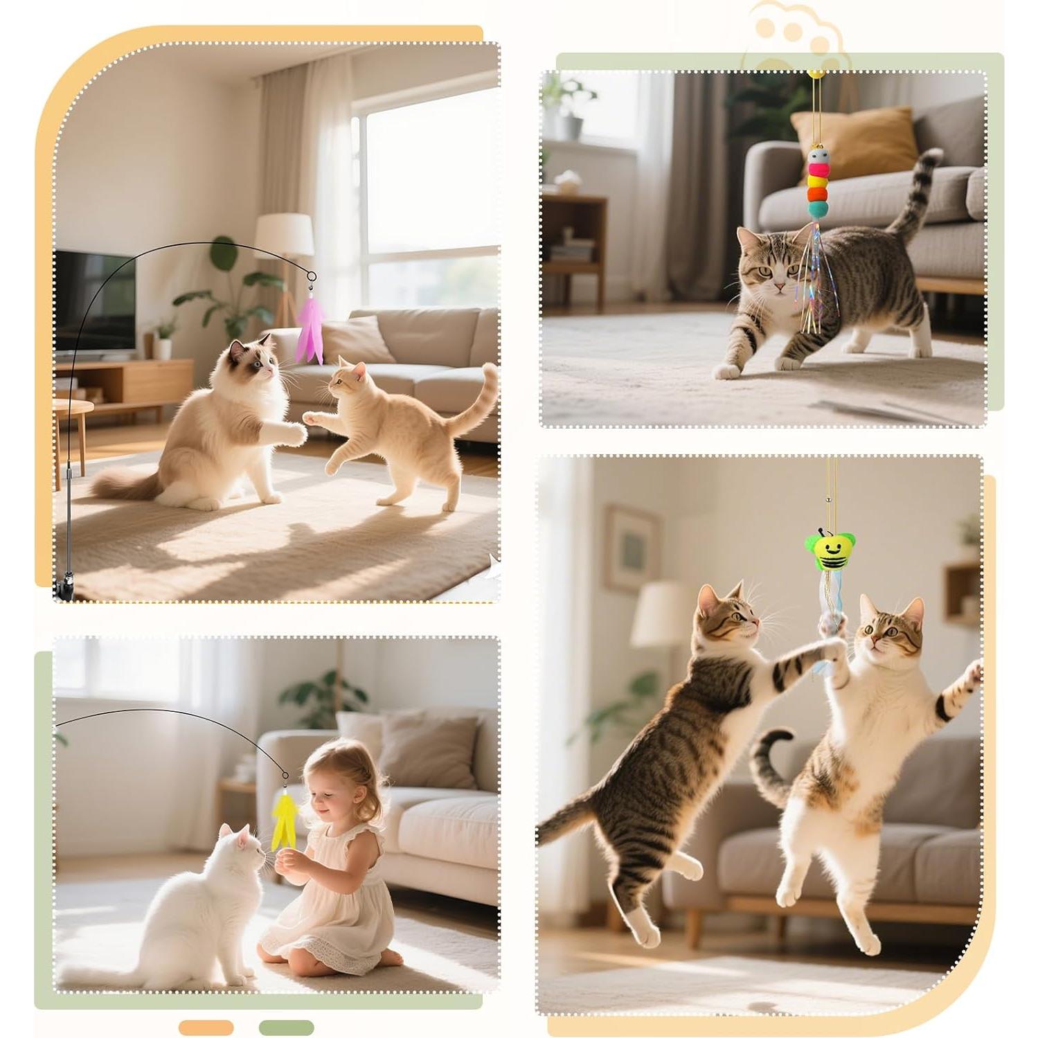 Juguete Interactivo para Gatos Sunshinetop con Ventosa y Plumas