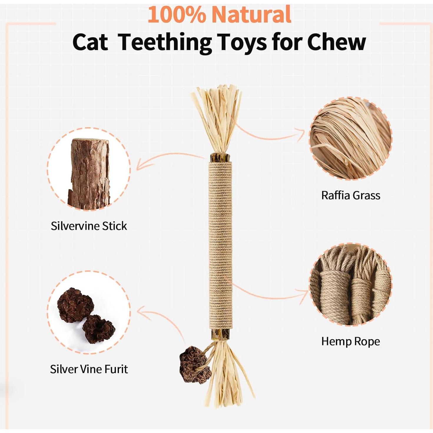Paquete de 3 Palos de Silvervine YWAOOH para Gatos 100% Natural