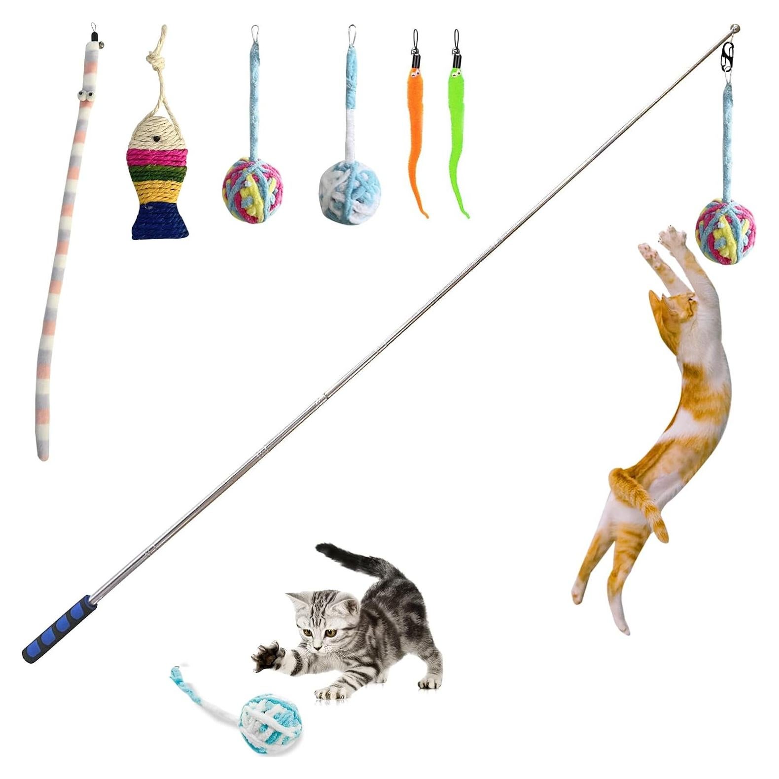 Varita de Gato Retráctil 140 cm con Juguetes Interactivos
