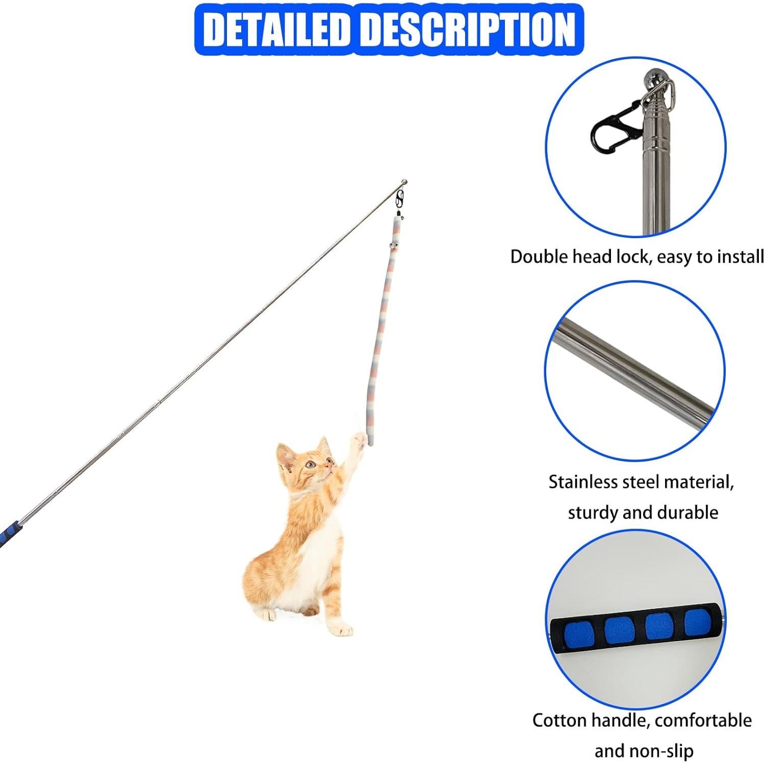 Varita de Gato Retráctil 140 cm con Juguetes Interactivos