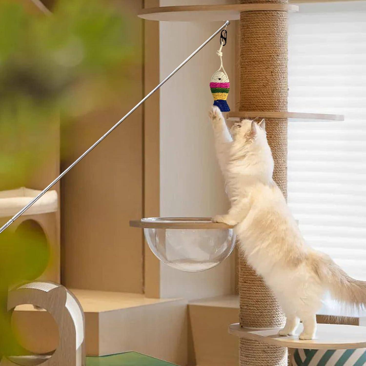 Varita de Gato Retráctil 140 cm con Juguetes Interactivos