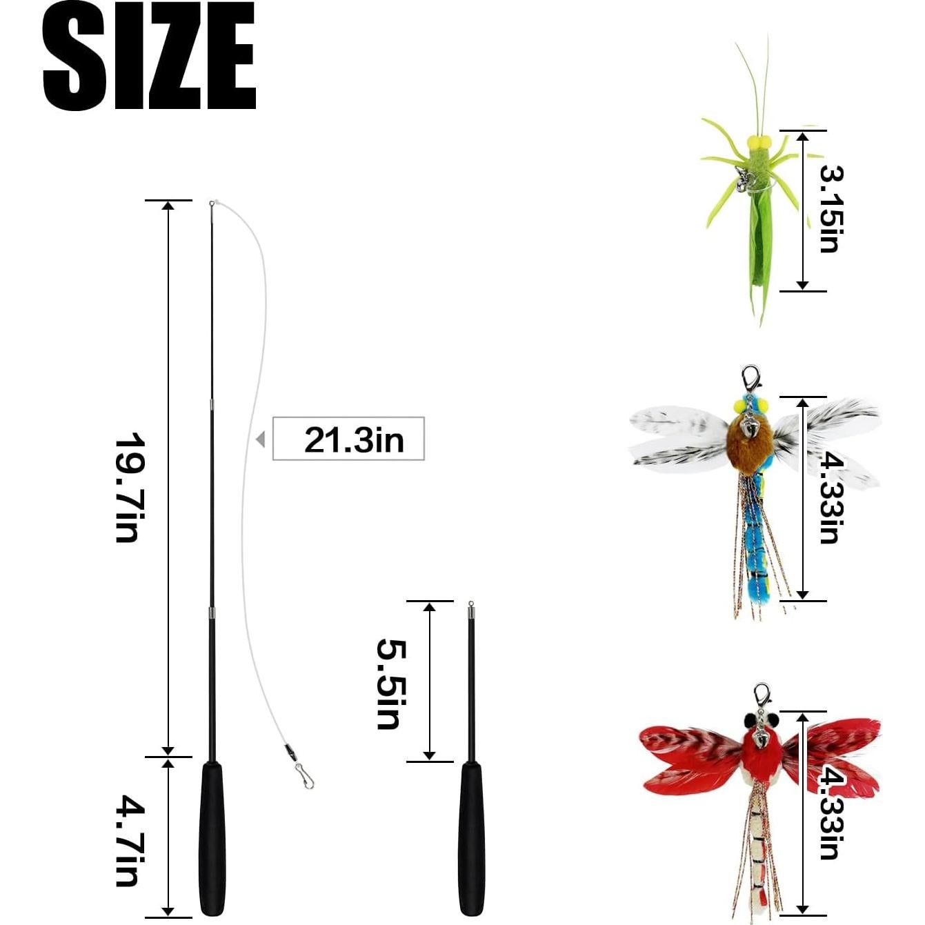 Juguete Interactivo para Gatos TTCAT Varita Retráctil con Plumas