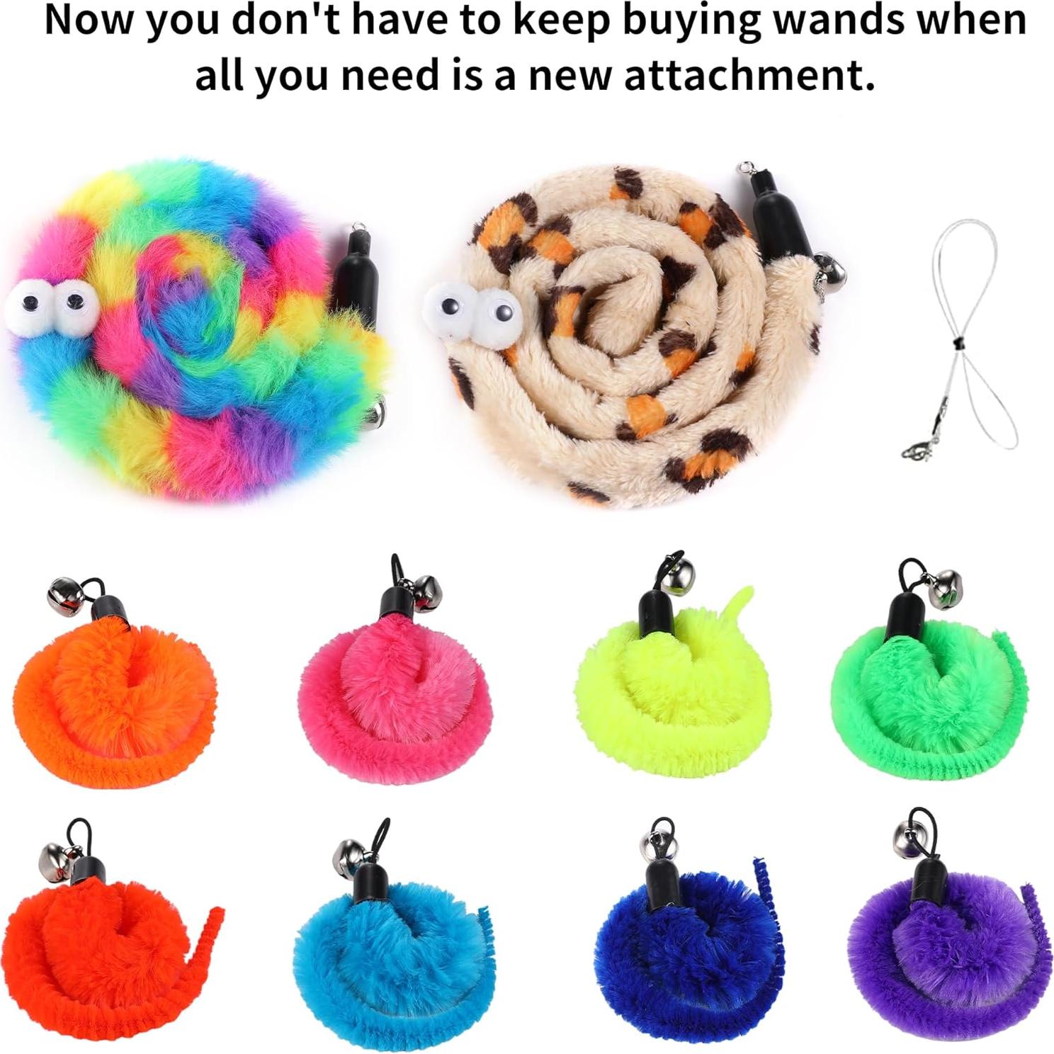 Juego de Varita para Gatos Janbenty - 11 Repuestos de Gusano